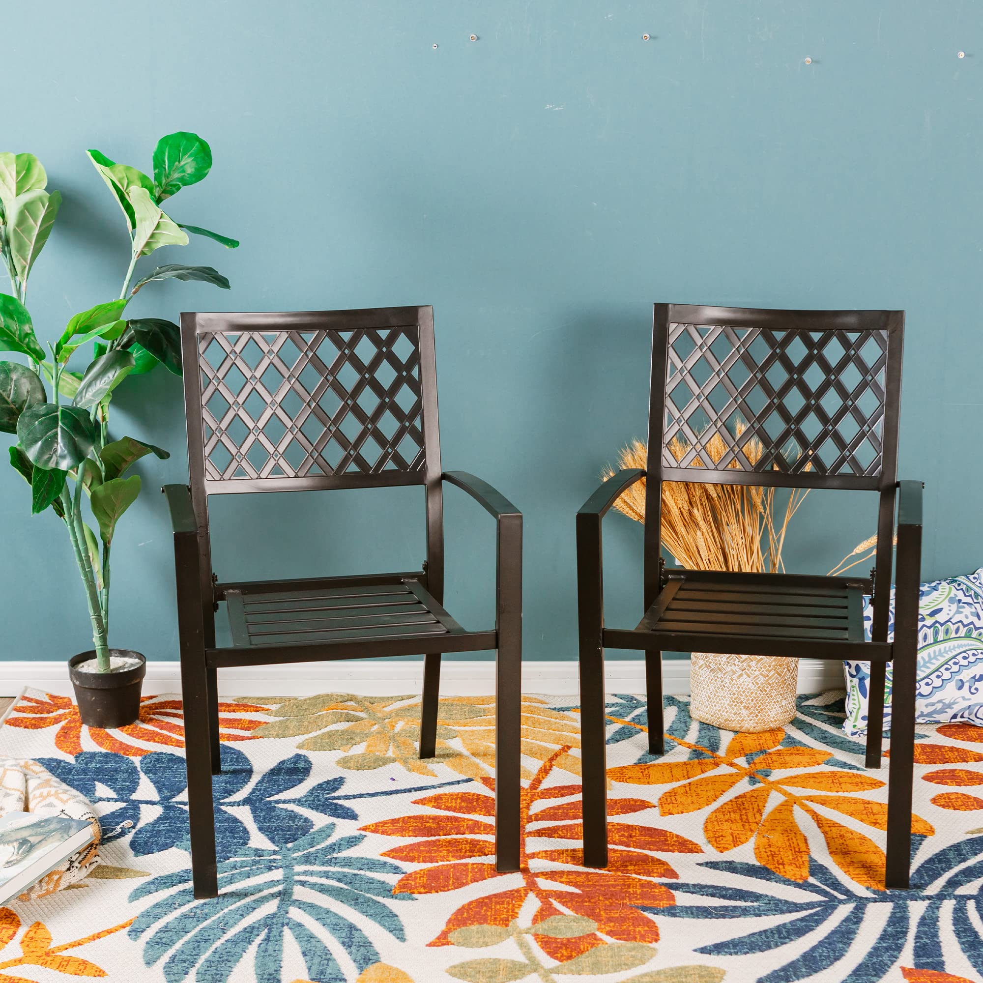 PHI VILLA 2 Pcs Patio Metal Outdoor 