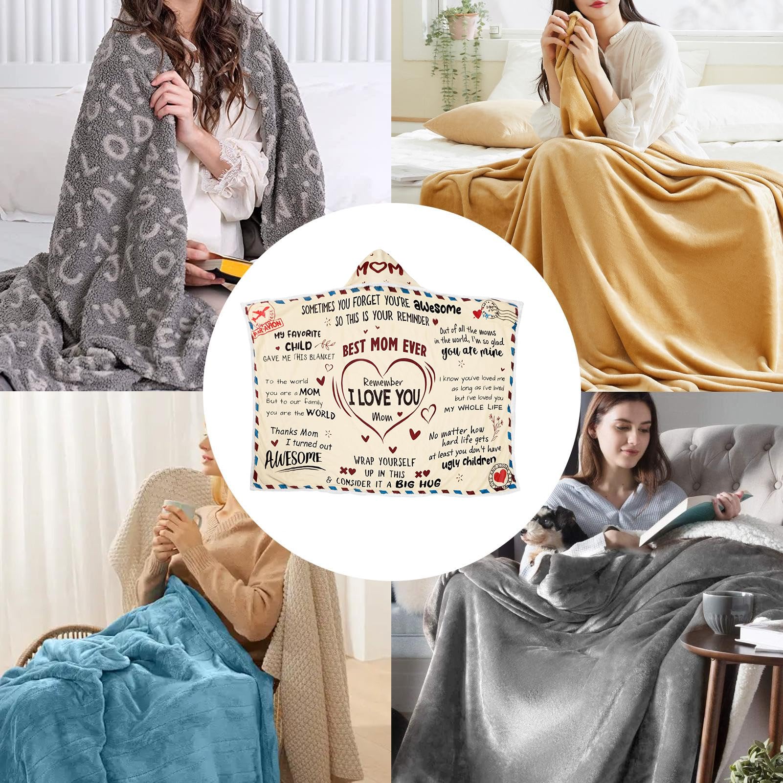 Coperta Mamma Da Figlio Con Cappuccio Design A Busta In Flanella Calda E | Coperte Da Figlia Per Mamma Ideale Per Donna Fidanzata Compleanno Decorazione Casa Spa Viaggio Campeggio Aria