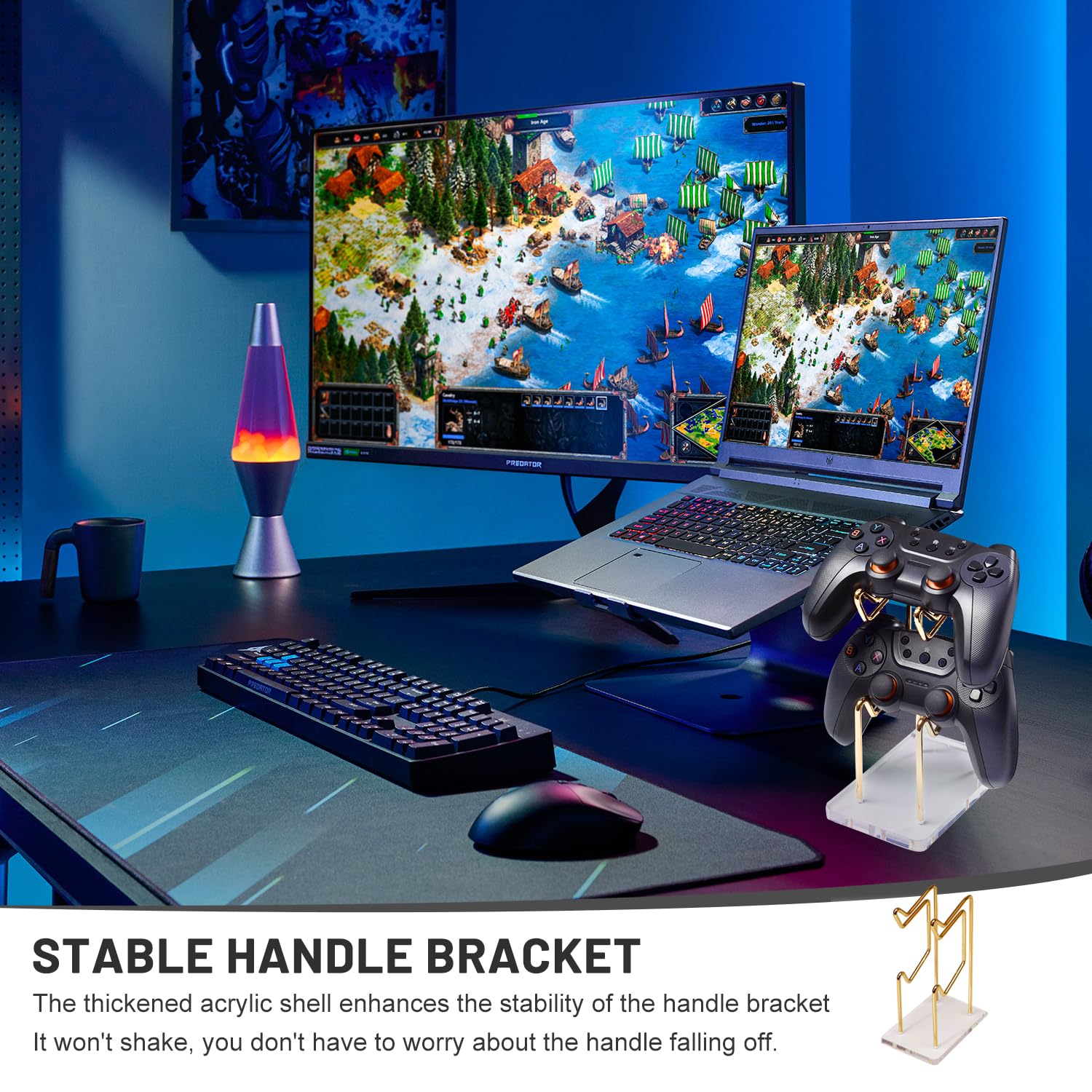 Soporte para Mando de 2 Niveles, Universal Soporte Mandos de Gamepad Metálico Soporte de Escritorio para Mando para Switch PS 5 PS 4 Gaming Accesorios, 1 Piezas