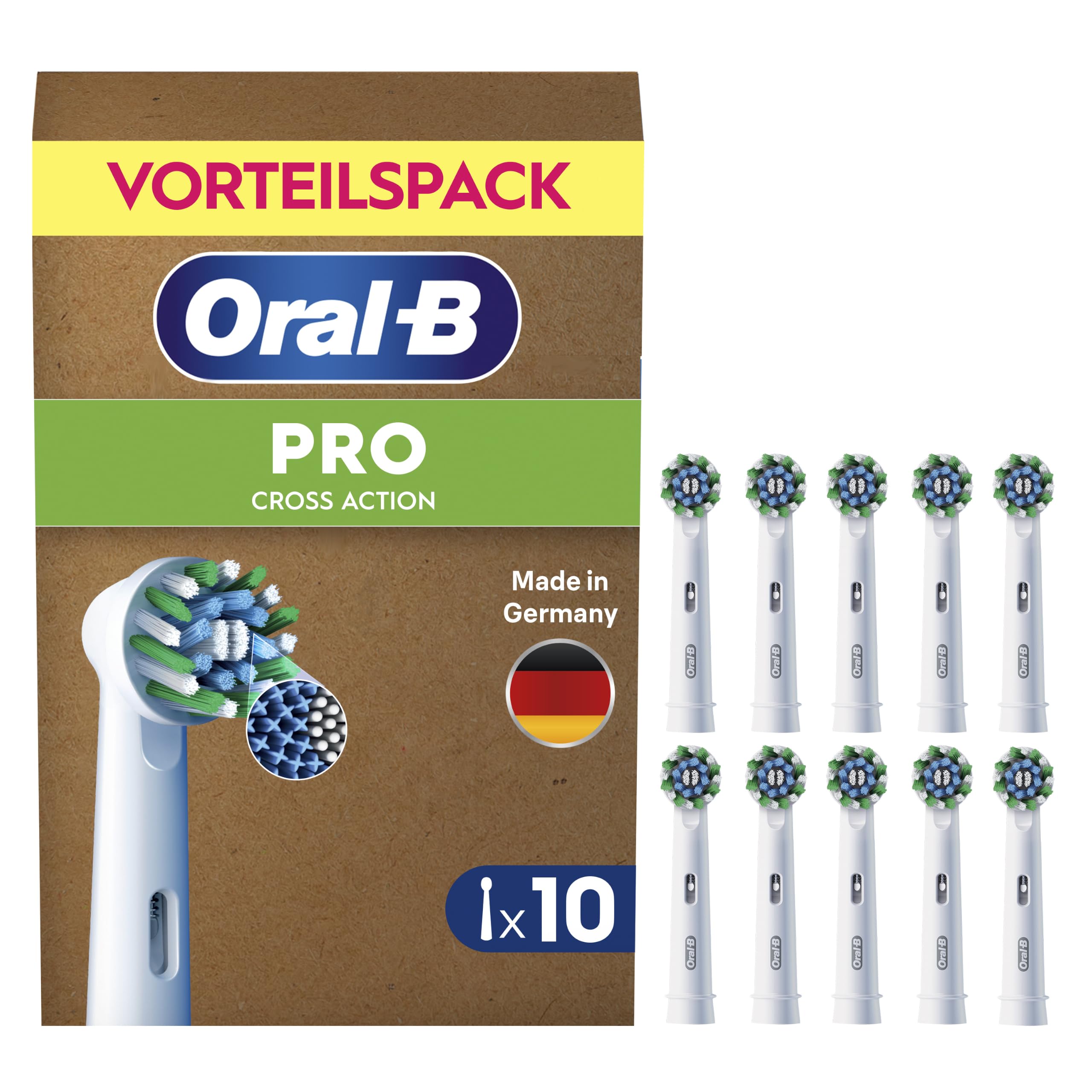 Oral-B Aufsteckbürsten PRO CrossAction, Weiß, 10 Stück