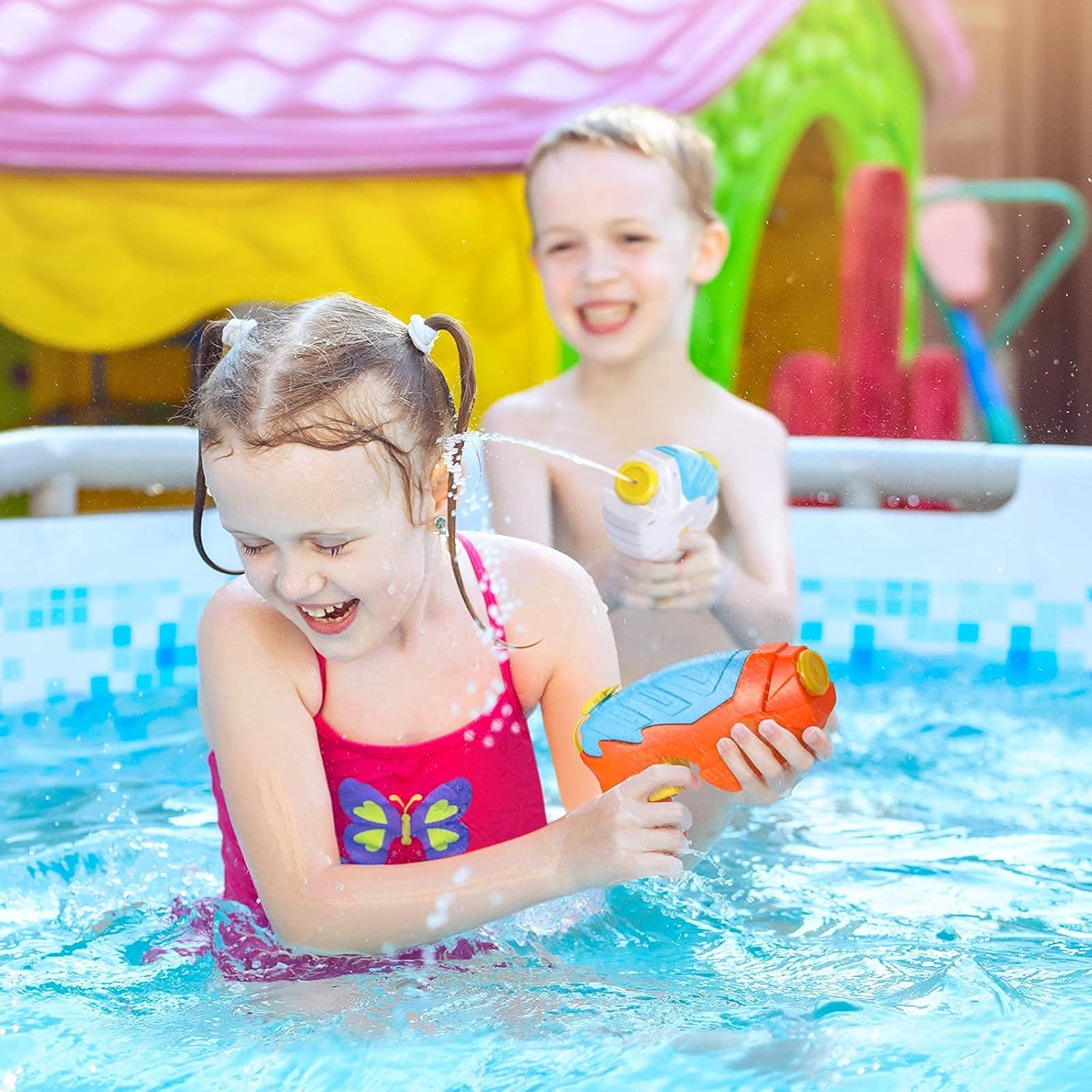 Water Guns for Kids - 4 Pack Water Squirt Guns for Kids Toddlers, 16.4 FT Long Shooting Range Water Gun Toys for Summer Parties, Outdoor Pool Beach Water Fighting Toys for Toddlers Age 3-10 : Toys & Games