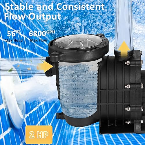 Miniatura 4 de Bomba de piscina de 2 HP 110 V220 V Bomba de piscina 6840 GPH Bombas de piscina de 1500 W potente bomba autorecortable para piscinas