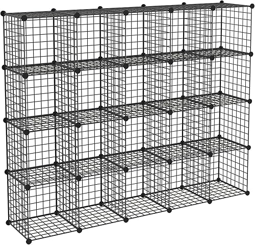 Miniatura 55 de HUBSON Organizador de almacenamiento de cubos de alambre, para libros, juguetes, manualidades, macetas para plantas y petCloset y estantes de Negro
