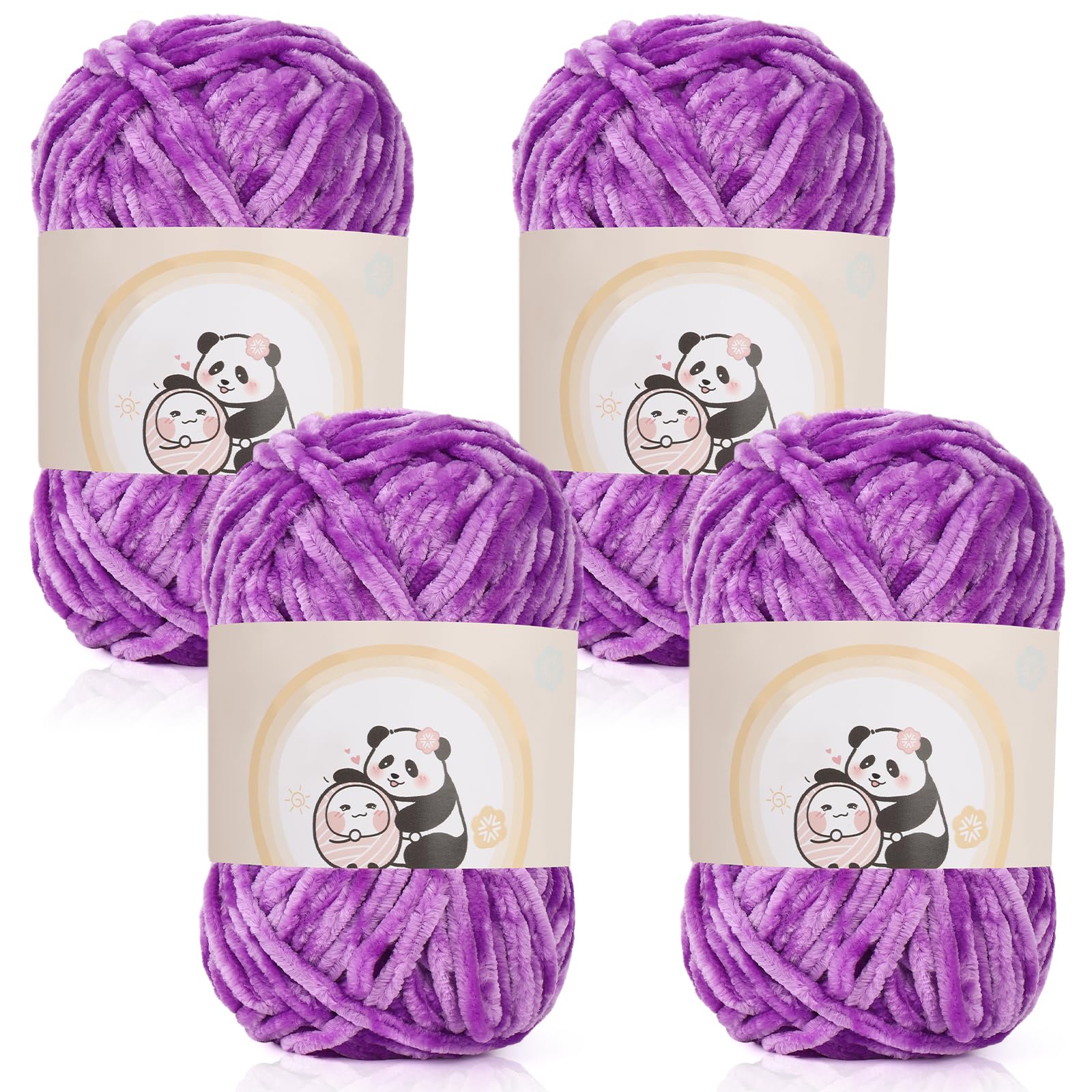 Aeelike 400g(4x100g) Warme Chenille Wolle zum Häkeln, Flauschige Dicke Garn zum Handstricken, Samt Velvet Babywolle zum Stricken, Weich Plüschwolle für Amigurumis Babydecke