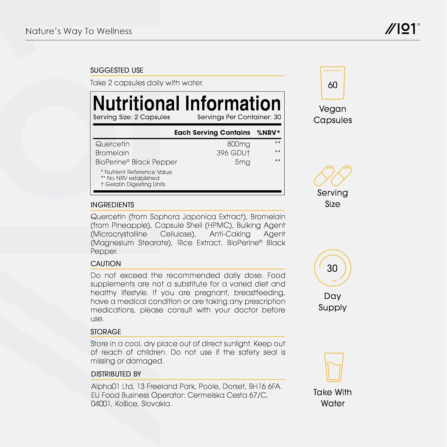 PlantBased Quercetin 800mg & Bromelain 396 GDU with BioPerine® Made