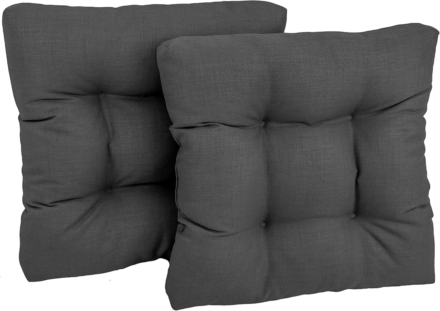 Blazing Needles Outdoor 19-inch Square Dining Chair Cushion, 19" x 19", Cool Gray, 2 Count