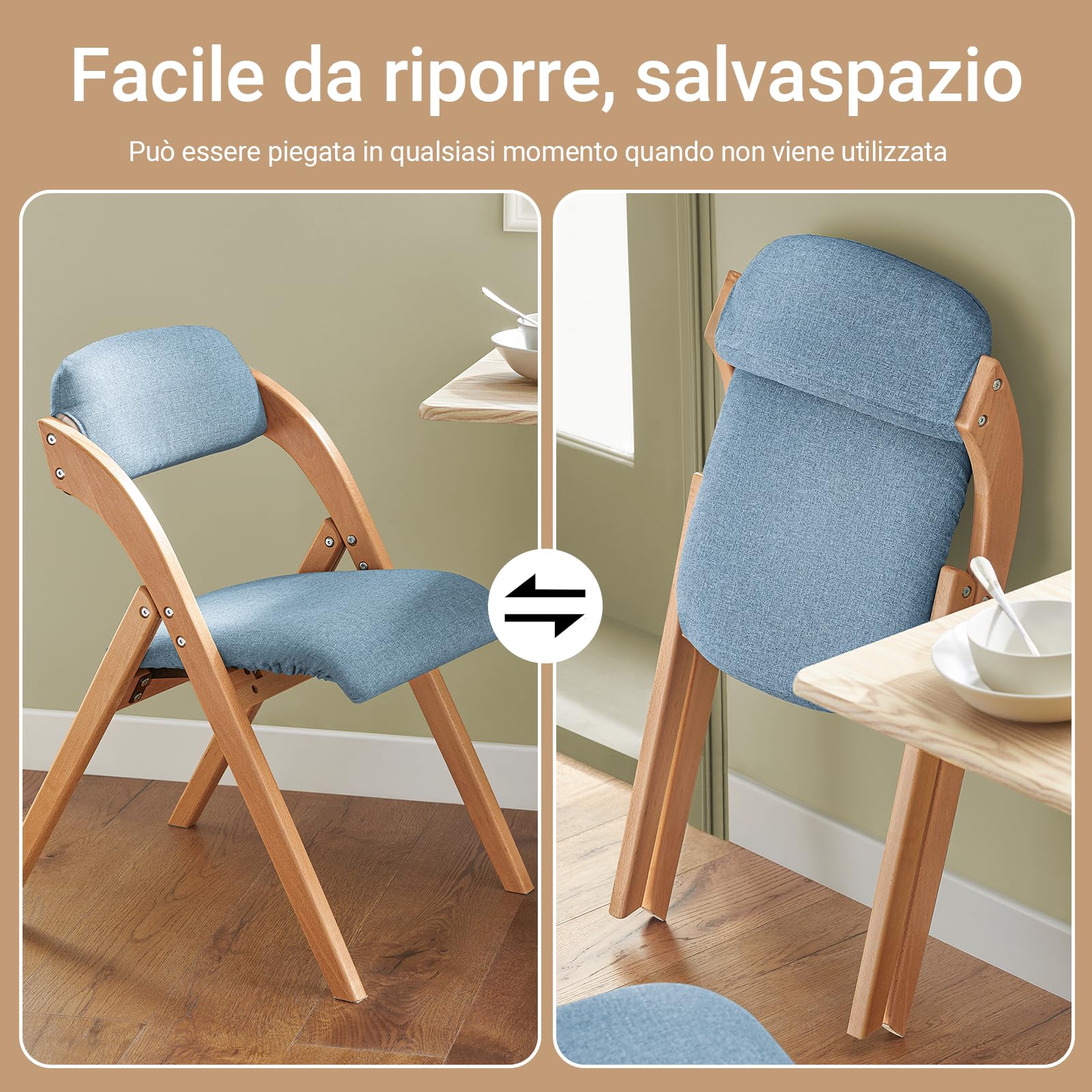 SoBuy Sedie Pieghevoli in Legno Imbottite, montate, 47,5x77x59cm, cucina