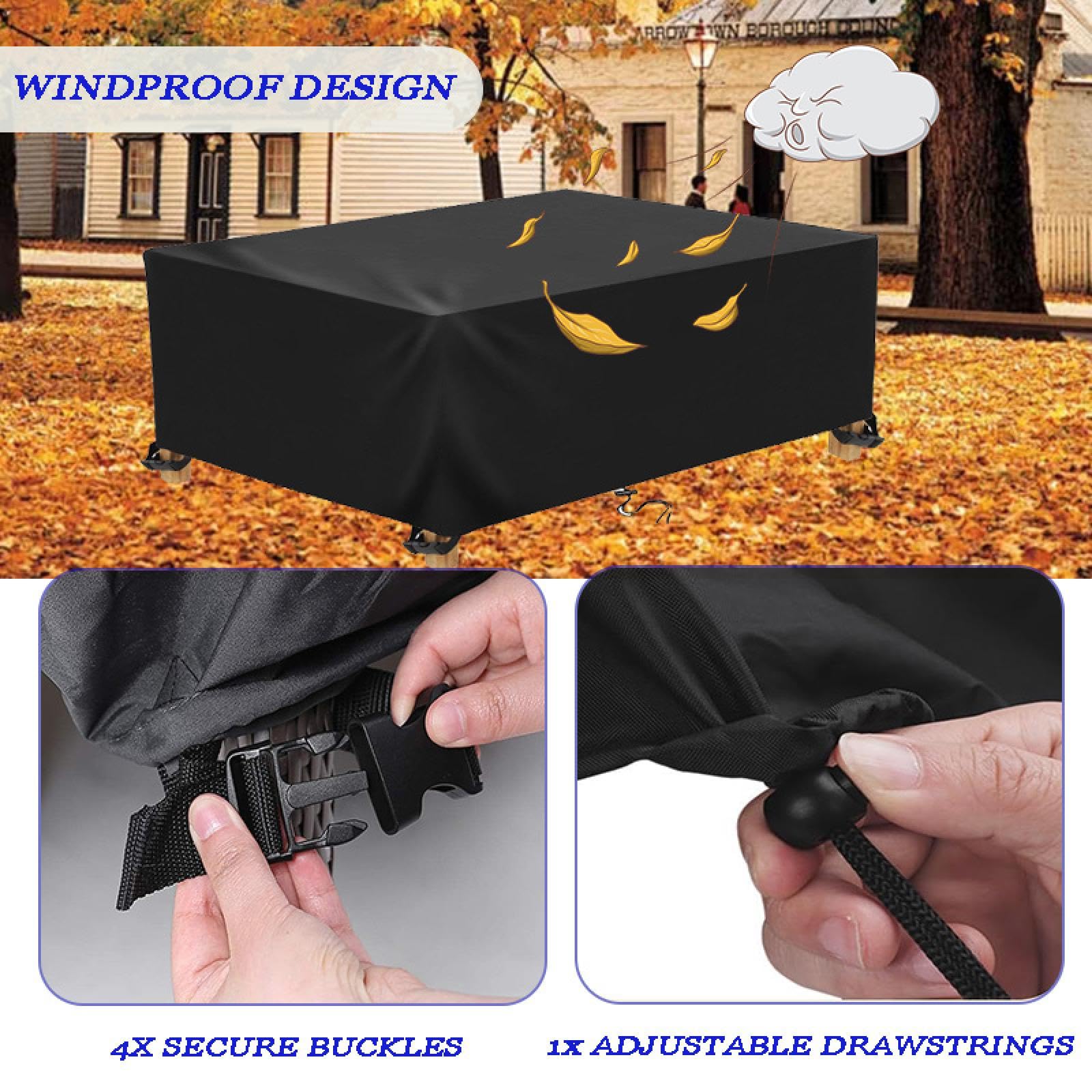 Wodoodporne pokrowce na meble ogrodowe 295 x 110 rattanowe pokrowce na meble wodoodporne, tkanina Oxford 420D, pokrowiec na meble kostki/kwadrat z wiatroszczelnymi klamrami, anty-UV 295 x 110 x 115 cm