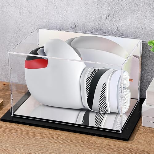 Miniatura 6 de Marsui Vitrina de guantes de boxeo con espejo trasero, vitrina de acrílico para guantes de boxeo de tamaño completo, soporte transparente para