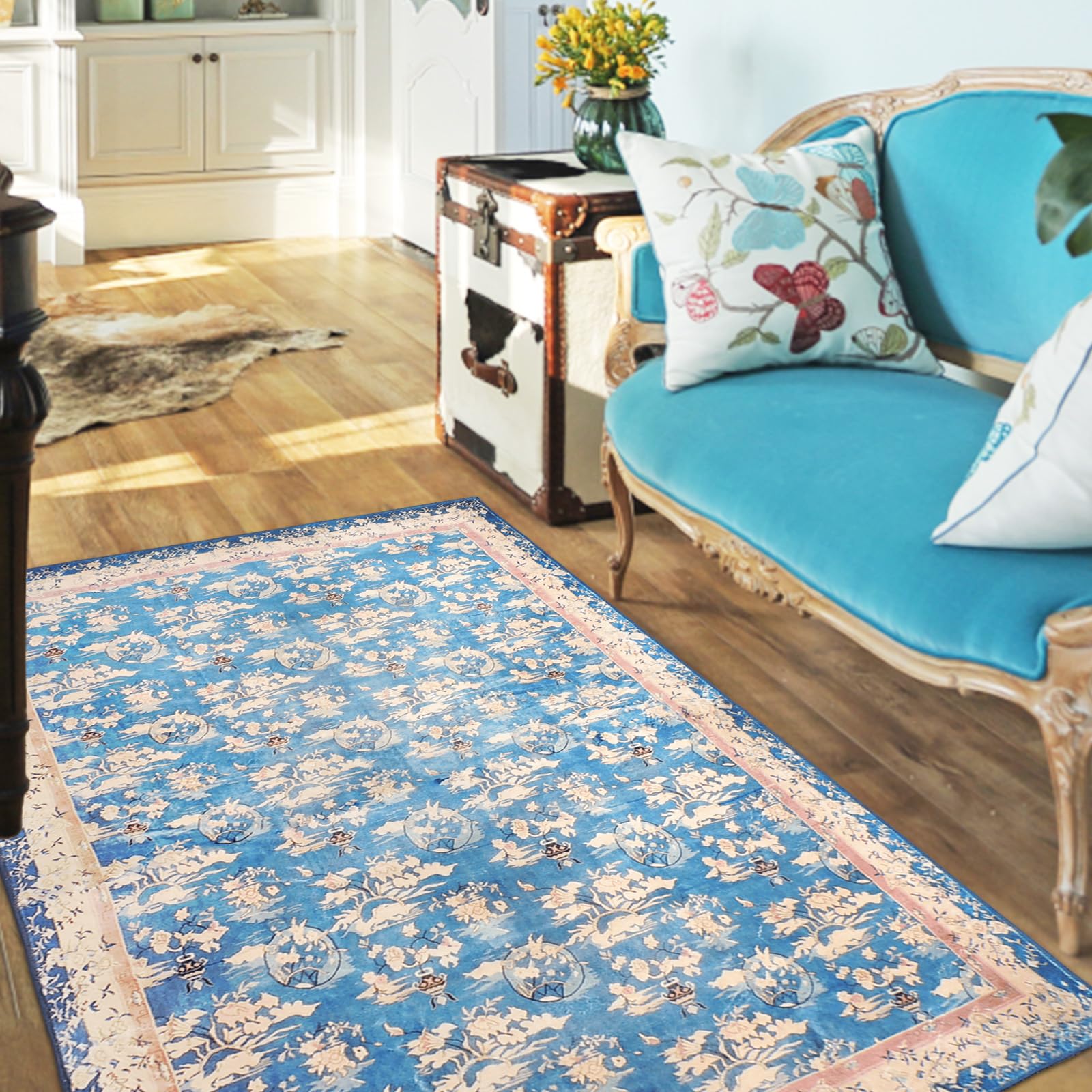 TerafeelsRugs Living Room - Area Rugs Vintage Abstract Rug Home Modern Rugs Carpet Non-slip Carpets Area Rug for Living Room, Bedroom, Office and Indoor Decoration (4080)