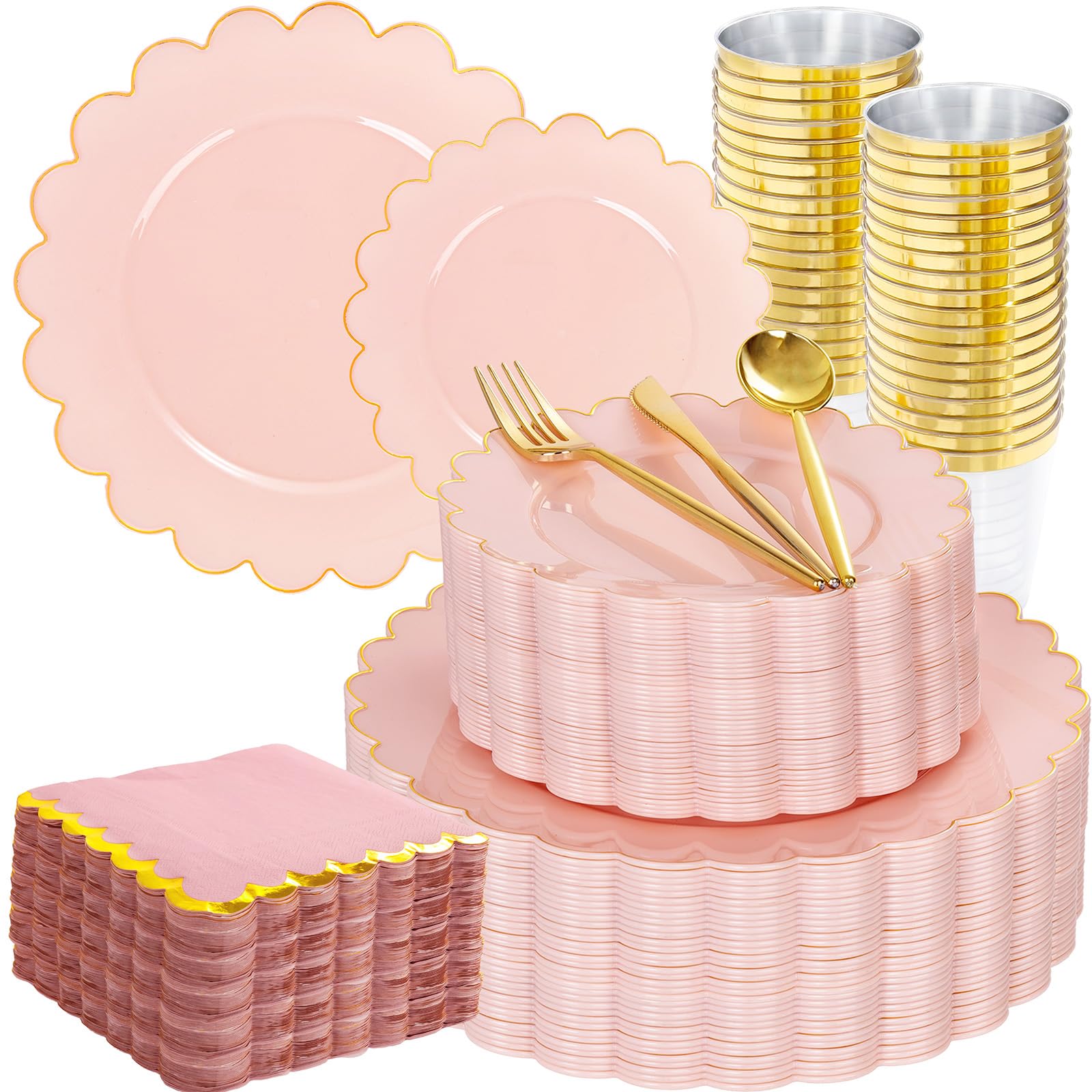 Gold Rim Plates Party Dinnerware Set -10