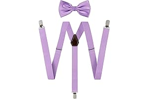 TIE G Men's Vivid Purple Suspenders and Matching Bow Tie Set