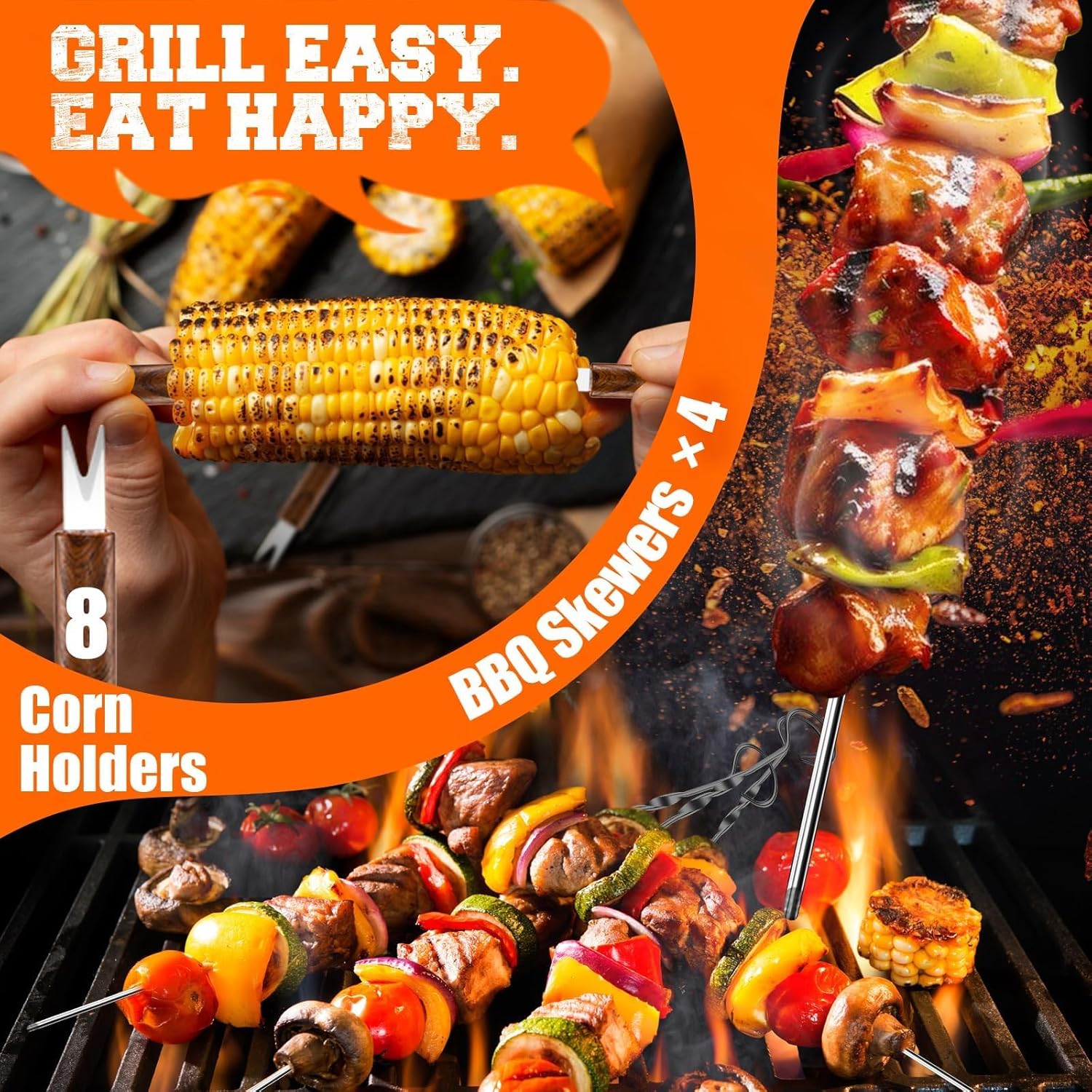 PURPLEBIRD 31PCS Grill Set for Outdoor Grill - Grilling Gift for Men & Dad, Heavy Duty Stainless BBQ Tools Kit for Camping, Grilling Utensils Set with Cleaner Brush, Thermometer, Storage Bag, BBQ Mat