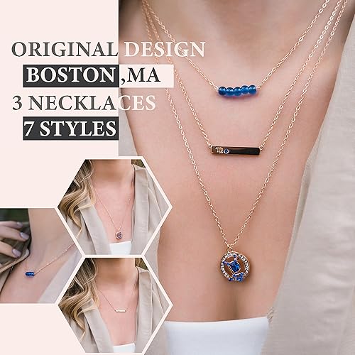 Miniatura 2 de Delicados collares del zodiaco en capas para mujer chapado en oro rosa de 18 quilates collar multicapa con colgante en Y horóscopos de cristales de