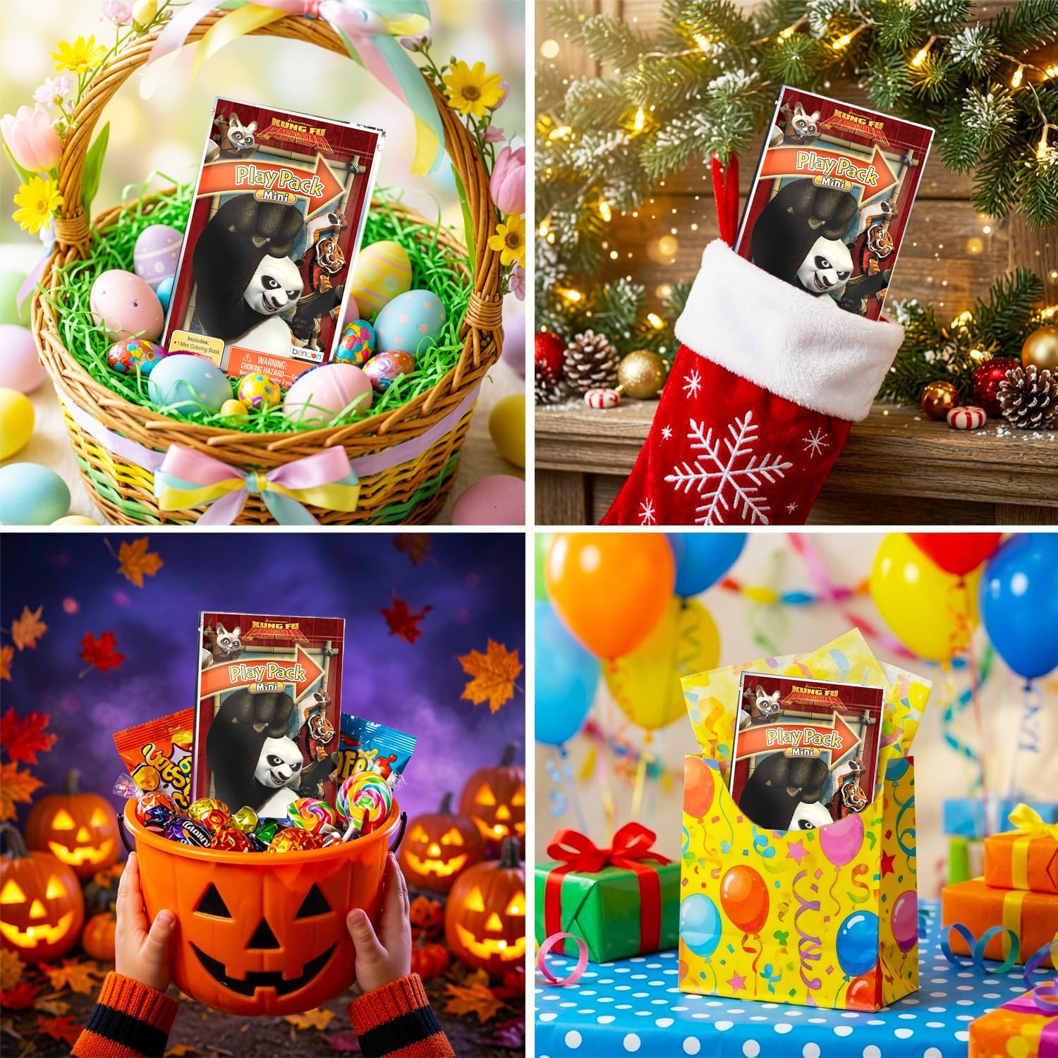 Dreamworks Kung Fu Panda Mini-Partygeschenk-Set – Paket mit 24 Kung-Fu-Panda-Spielpackungen mit Malvorlagen, Aufklebern und mehr, Kung-Fu-Panda-Partyzubehör