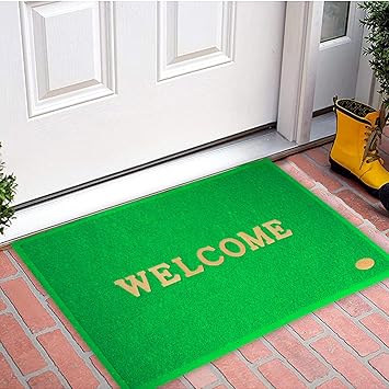 Amazon Brand - Solimo Indoor Outdoor Anti-Slip Welcome Rubber Door Mat, Welcome Mat, 23