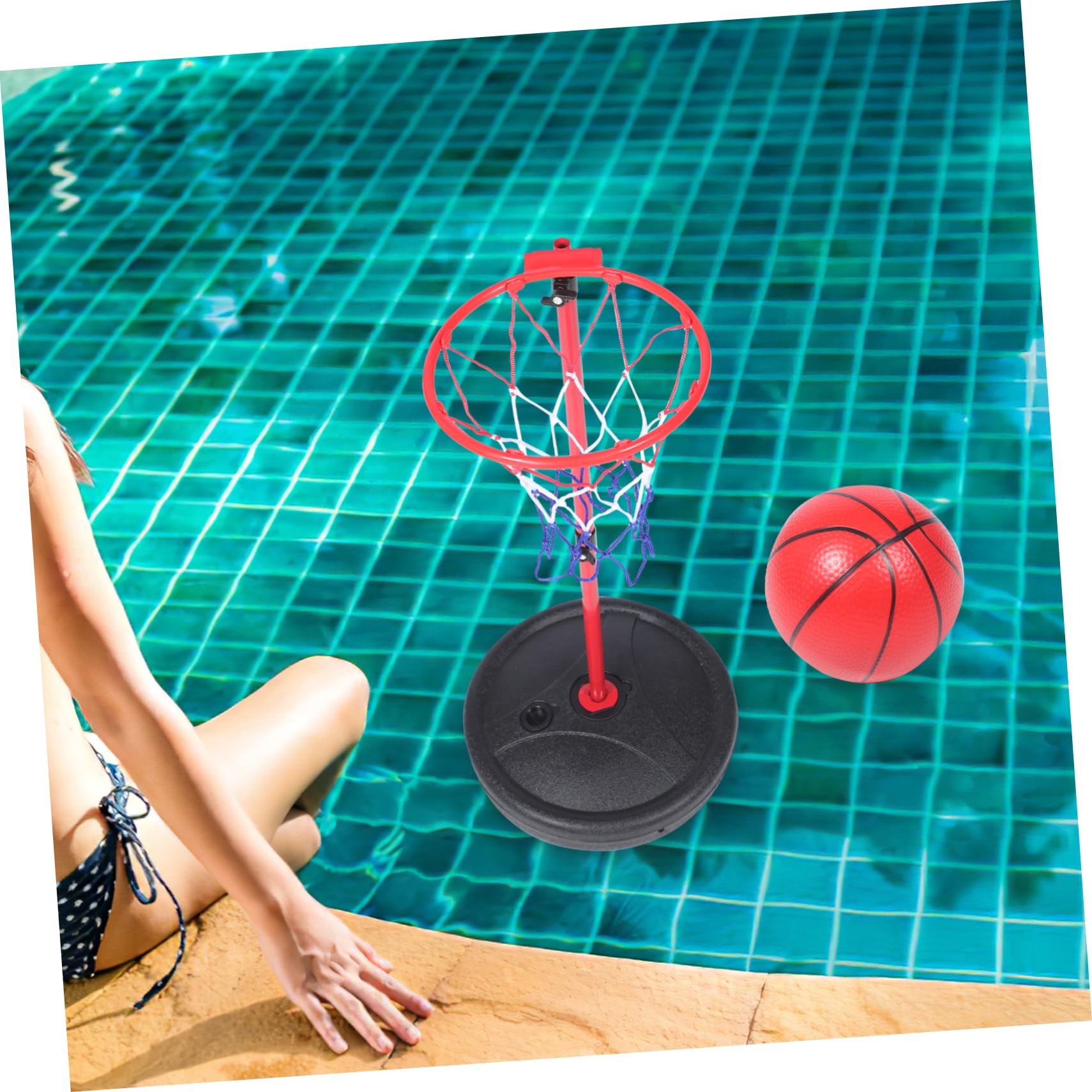 SUPVOX 1 Set Floating Basketball Hoop Inflatable Poolside Game with Detachable Frame for Summer Fun at Swimming Pools Beaches and Pool Parties Includes Inflatable Ball for