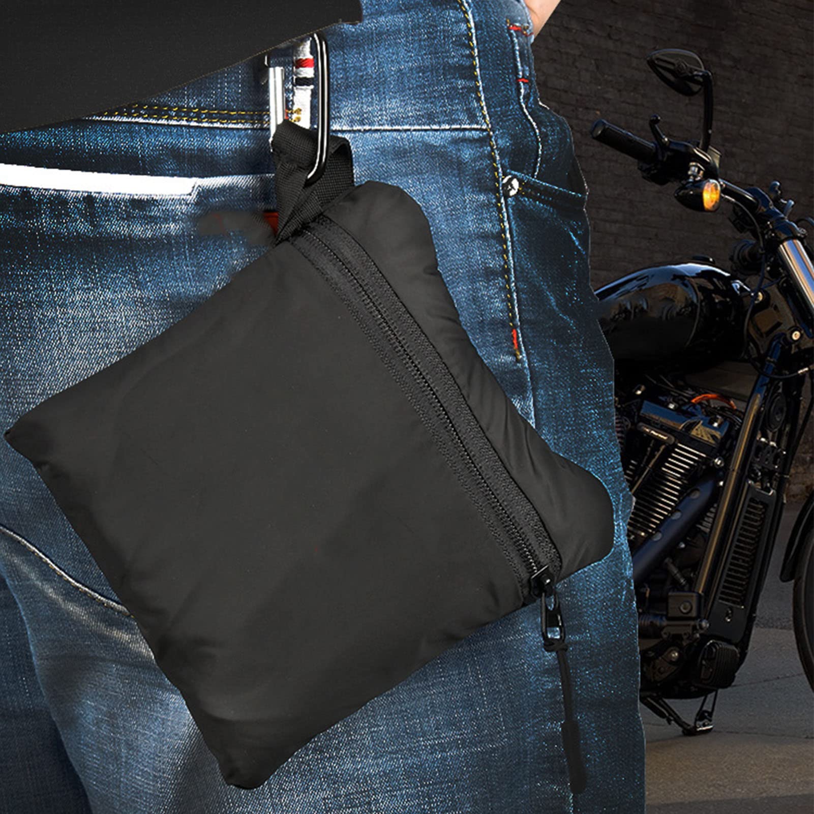 BORDSTRACT Black Motorcycle Backpack, Lightweight Nylon Riding Backpack, Expandable Foldable Space High Capacity Bag, for Motor Riders Men Women