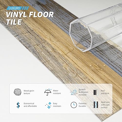 Miniatura 56 de Art3d Paquete de 36 baldosas de vinilo de 54 pies cuadrados para despegar y pegar, aspecto de madera, adhesivo e impermeable para dormitorio, sala