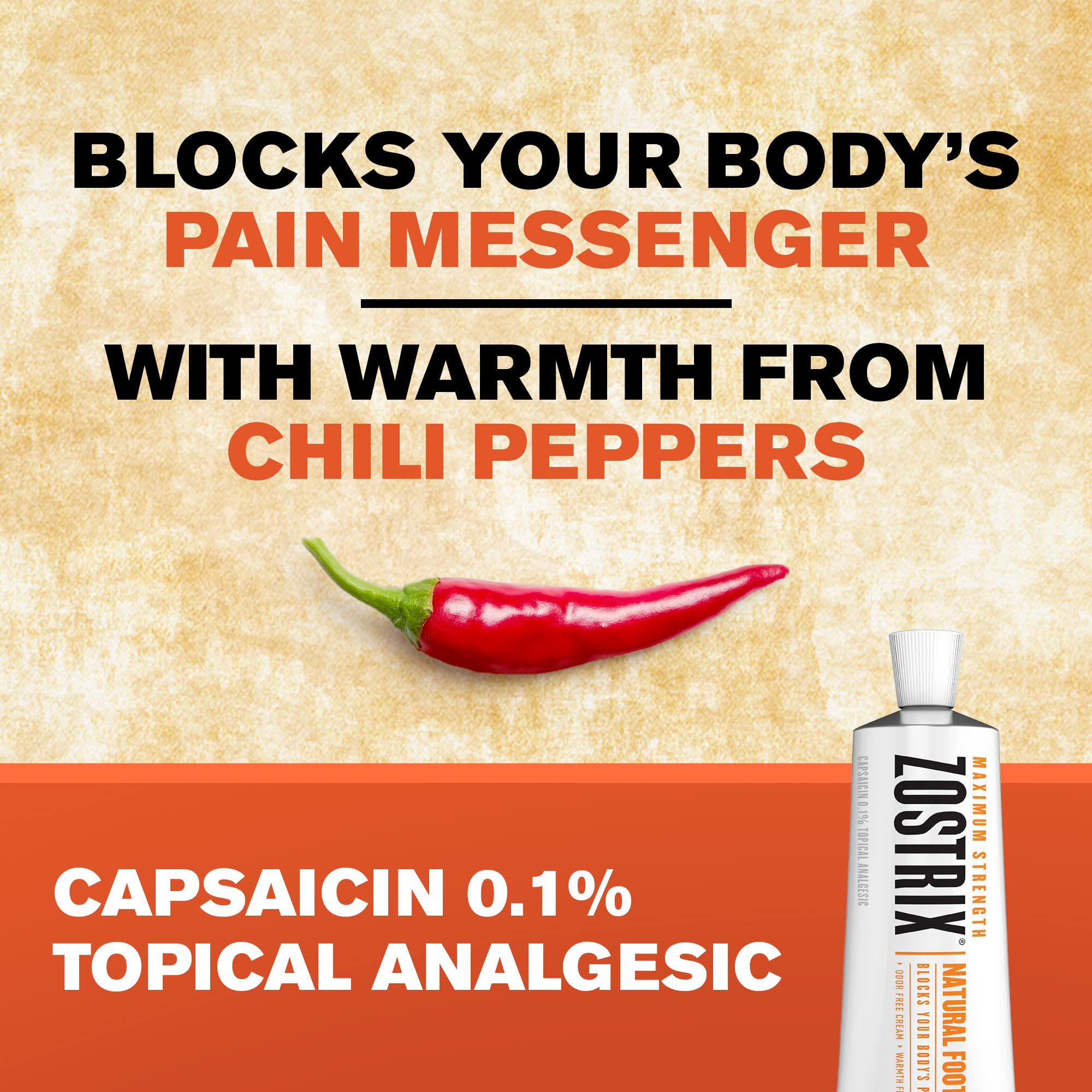 Buy Zostrix Natural Foot Pain Relief Cream 2oz Tube Maximum