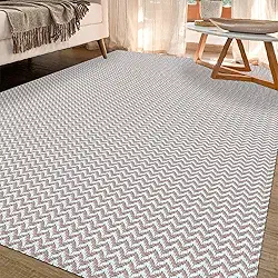 Tapete Sala Antiderrapante 1,40m x 2,50m Zig Zag (Nude)