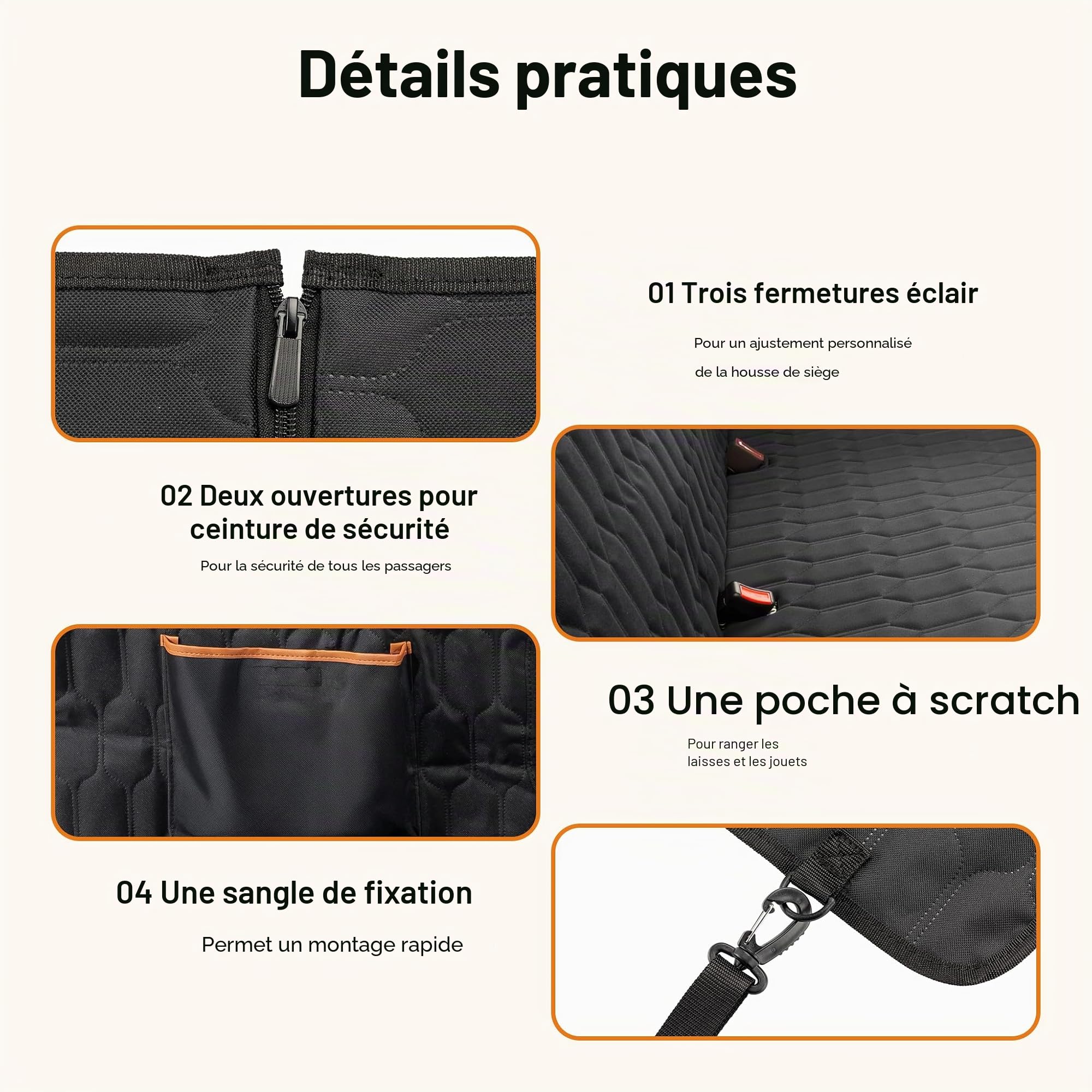 Fudajo Couverture siège arrière pour Chiens - 1320 x 570 x 350 mm/Oxford 600D - Housse séparable Banquette arrière Voitures - Transport canin félin