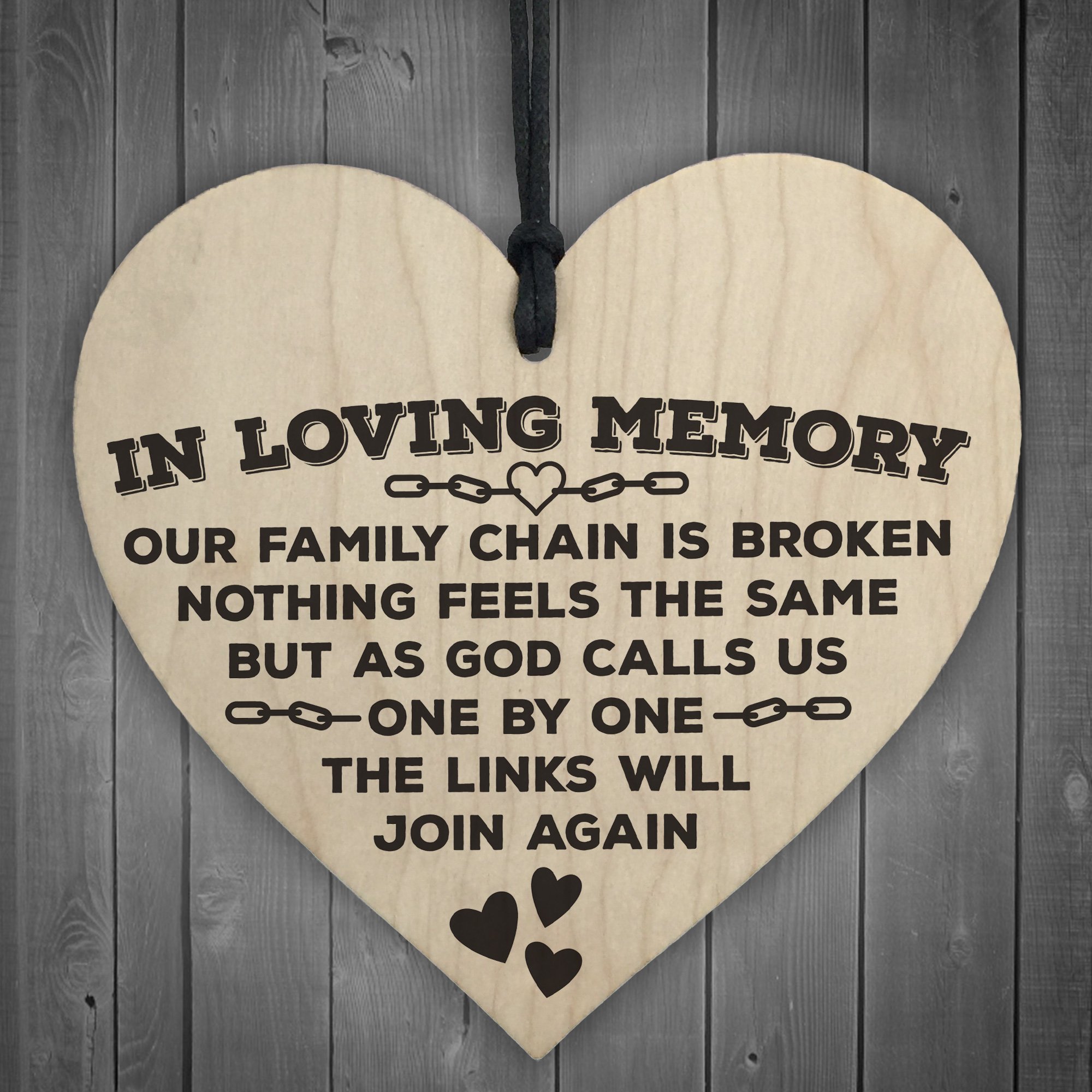 Red Ocean In Loving Memory Of Family Wooden Hanging Heart Memorial Plaque Love Heaven Sign