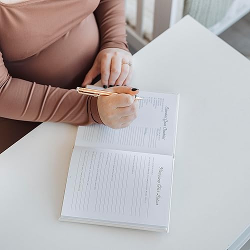 Miniatura 7 de Pearhead Diario de embarazo de lino, rastreador de hitos, libro de recuerdos para bebés, regalo para futuras mamás, inserto de fotos de sonograma,