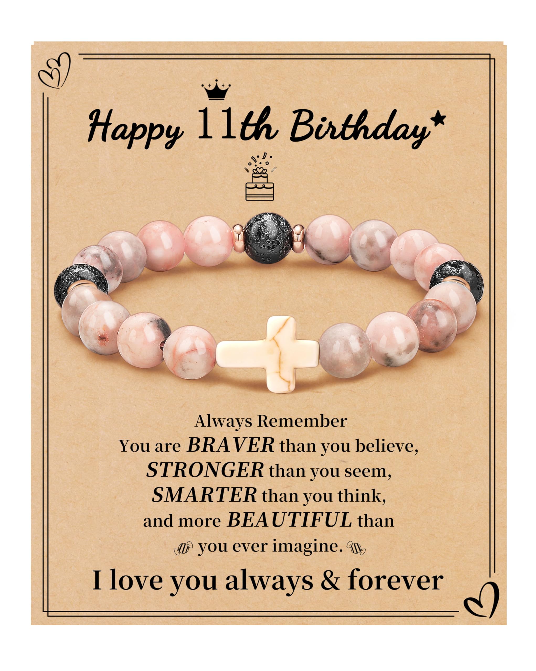 JSJOY Nature Stone Bracelet Birthday Gifts for Women Girls, Birthday Cross Bracelet Gifts for Age 6 to 80 Year Daughter Granddaughter Niece Mom Sister Christian Easter Gifts