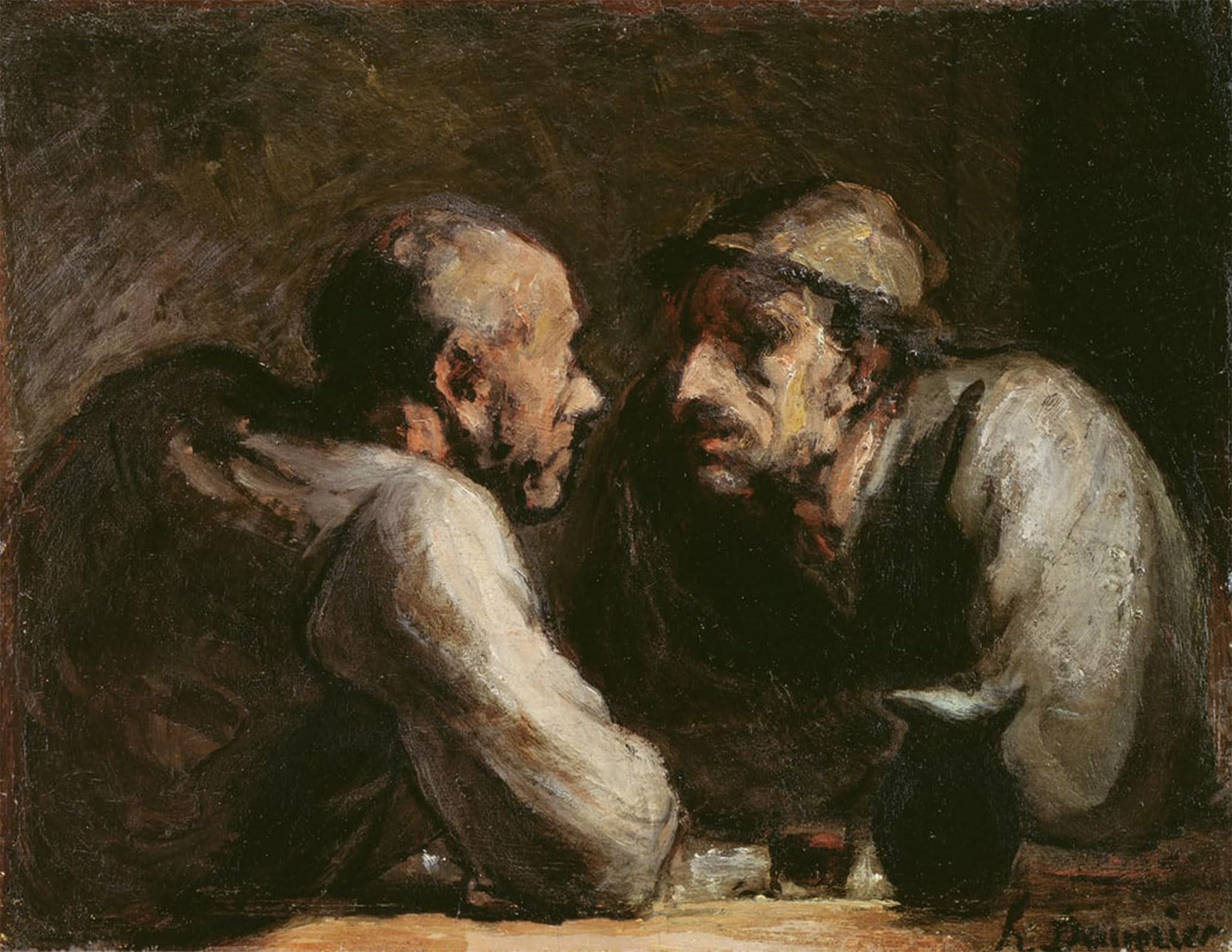 SERENDIPITP Aesthetic Poster Photo Wall Print Retro Picture the Two Drinkers by Honoré Daumier Modern Wall Artwork for Home Decor 60x90cm
