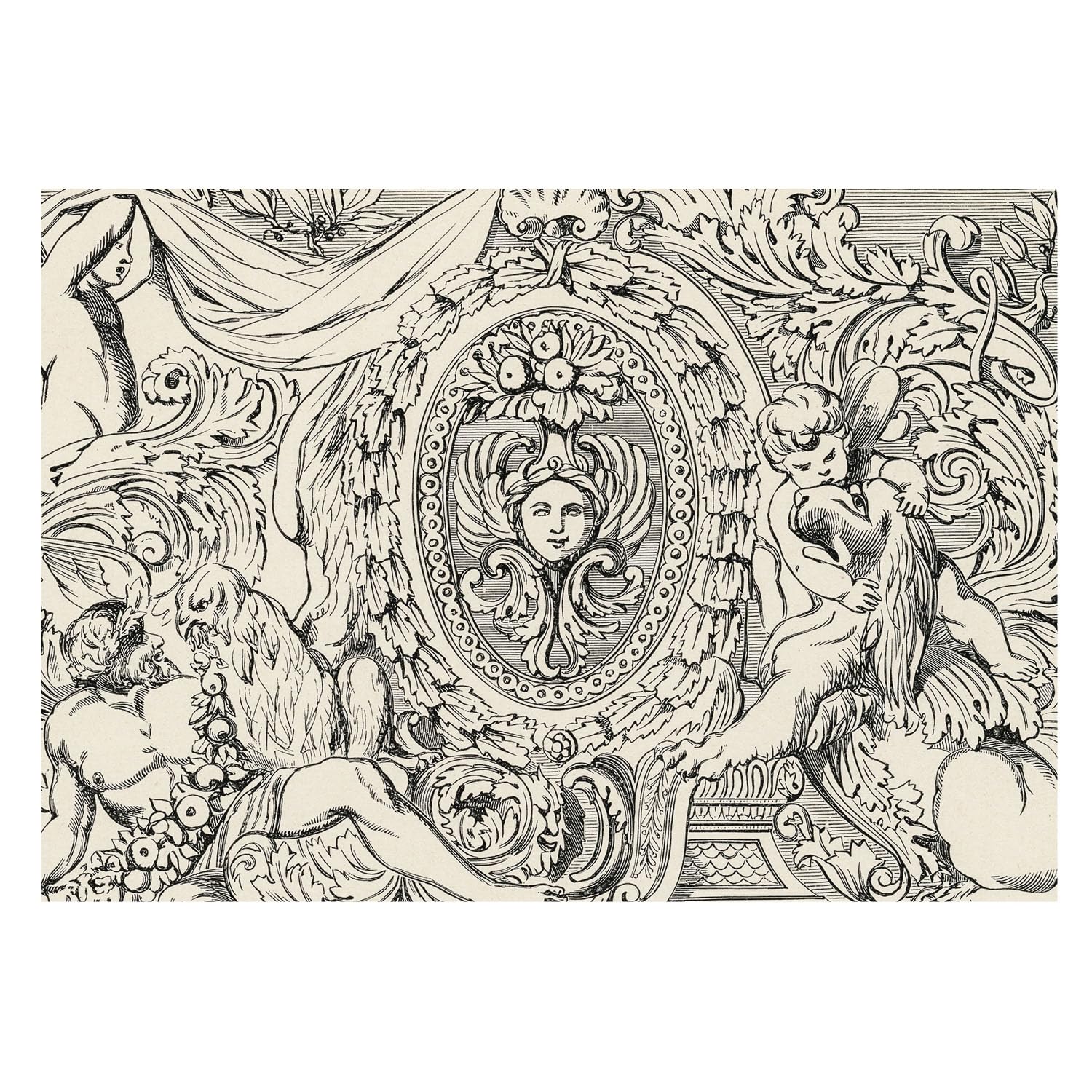 Papel Pintado Textil 312x219 cm Una gran cantidad de adornos