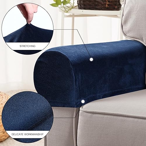 Miniatura 3 de Fundas elásticas suaves para reposabrazos de felpa, fundas elásticas para reposabrazos de sillas, sofás, fundas protectoras de muebles para sillón