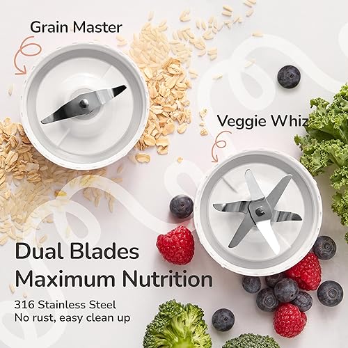 Miniatura 7 de Licuadora de burbujas, fabricante de alimentos para bebés y licuadora de puré con 2 vasos de vidrio de borosilicato, bala compacta para batidos,