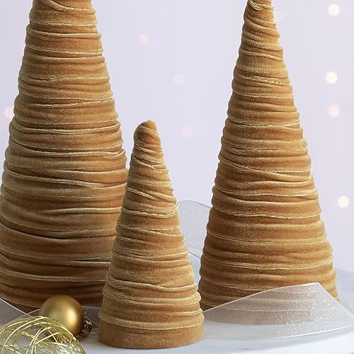 Miniatura 10 de Red Velvet Cones Set of 3, Mantel decor, Holiday Entryway, Rustic Winter Home, Valentine's, Modern Christmas, Tree Figurines (Red)