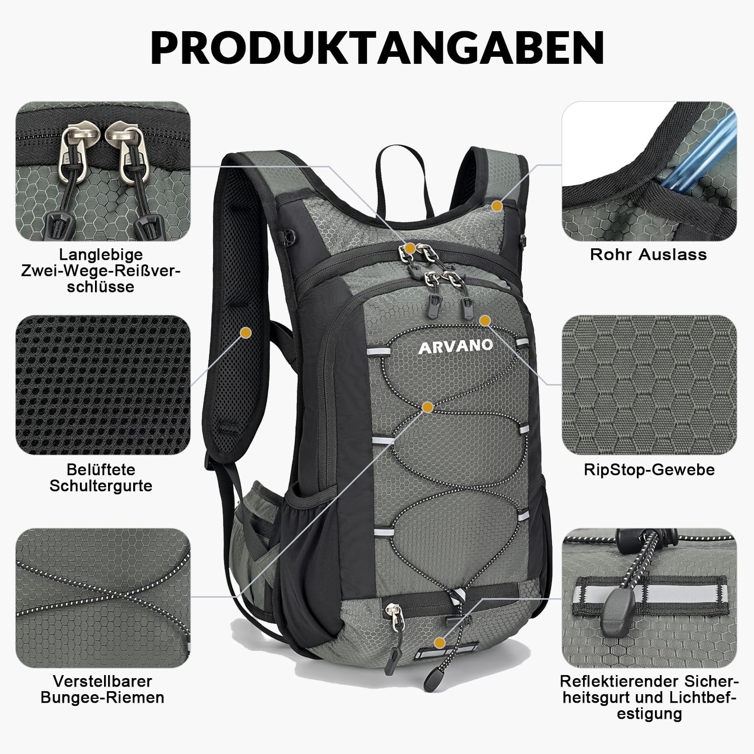 Fahrradrucksack leicht Skirucksack Klein Wanderrucksack Mtb Fahrrad Rucksäcke 15L Multifunktionaler Laufrucksack für Damen & Herren