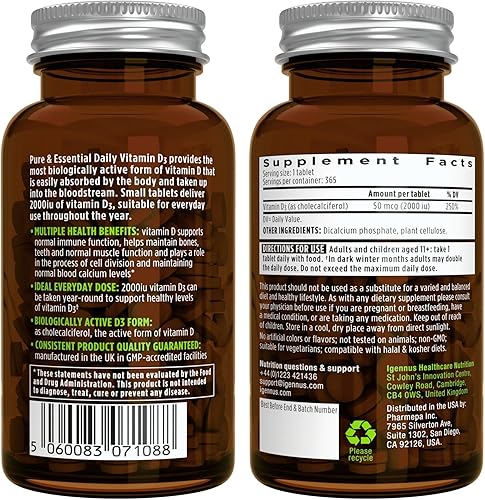 Miniatura 5 de Paquete vegetariano diario de vitamina D3 + Ashwagandha+ L-teanina y magnesio, 365 tabletas de vitamina D3 de 2000iu + 600 mg KSM-66 Ashwagandha con