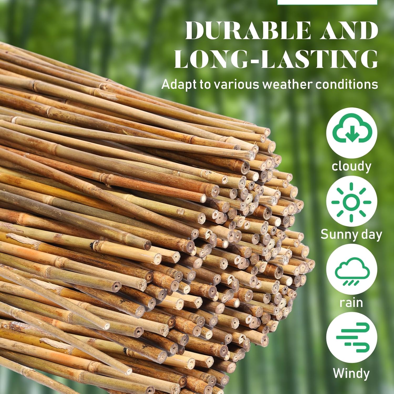 Suclain Bamboo Plant Stakes Natural Garden Support Sticks for Climbing Plants Sturdy Bamboo Garden Stakes for Tomato, Beans, Flowers and Potted Plants, Vegetables, Indoor & Outdoor(100 Pcs,2 ft)