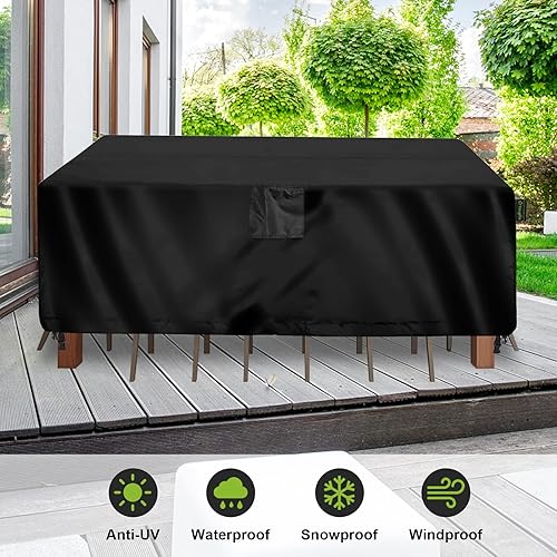 Miniatura 7 de Fundas para muebles de patio, cubierta de muebles de exterior, impermeable, cubierta de mesa y sillas de patio, rectangular, 90 pulgadas de largo x