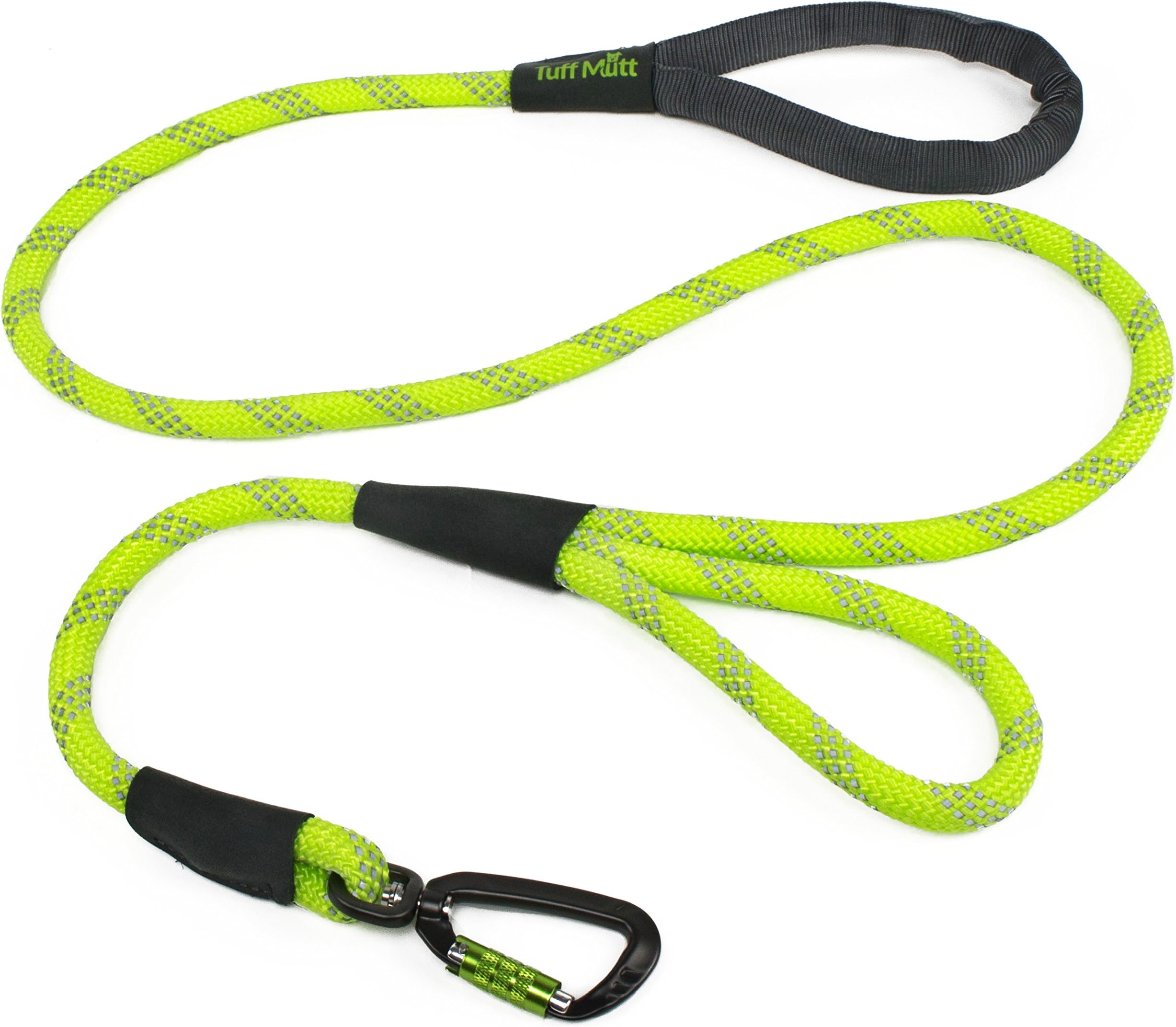 Rope Dog Leash 5ft Long, Two Traffic Handles, Heavy Duty, Reflective Double Handles Lead for Safety and Control Training, Leashes for Large Dogs or Medium Dogs, Dual Handles Leads (Green)