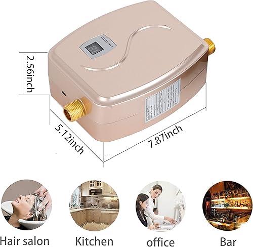 Miniatura 4 de Calentador de agua eléctrico sin tanque, 110 V 3000 W Mini calentador de agua caliente termostático instantáneo para baño cocina lavado grifo sin