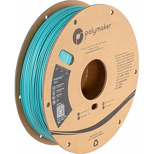 Polymaker Polymax Tough PLA 3D Printer Filament 1.75mm 0.75kg Polymaker Teal, 3D Printing PLA Filament, Tougher Than PLA+ 3D Printer Filament, High Impact Strength for Functional Application