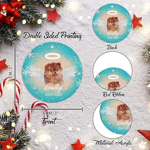 Miniatura 2 de WoGuangis Chow Chow con alas Perro en el Cielo Acrílico Adorno de Navidad para Mascotas Memorial Adornos de Navidad para árbol Personalizado