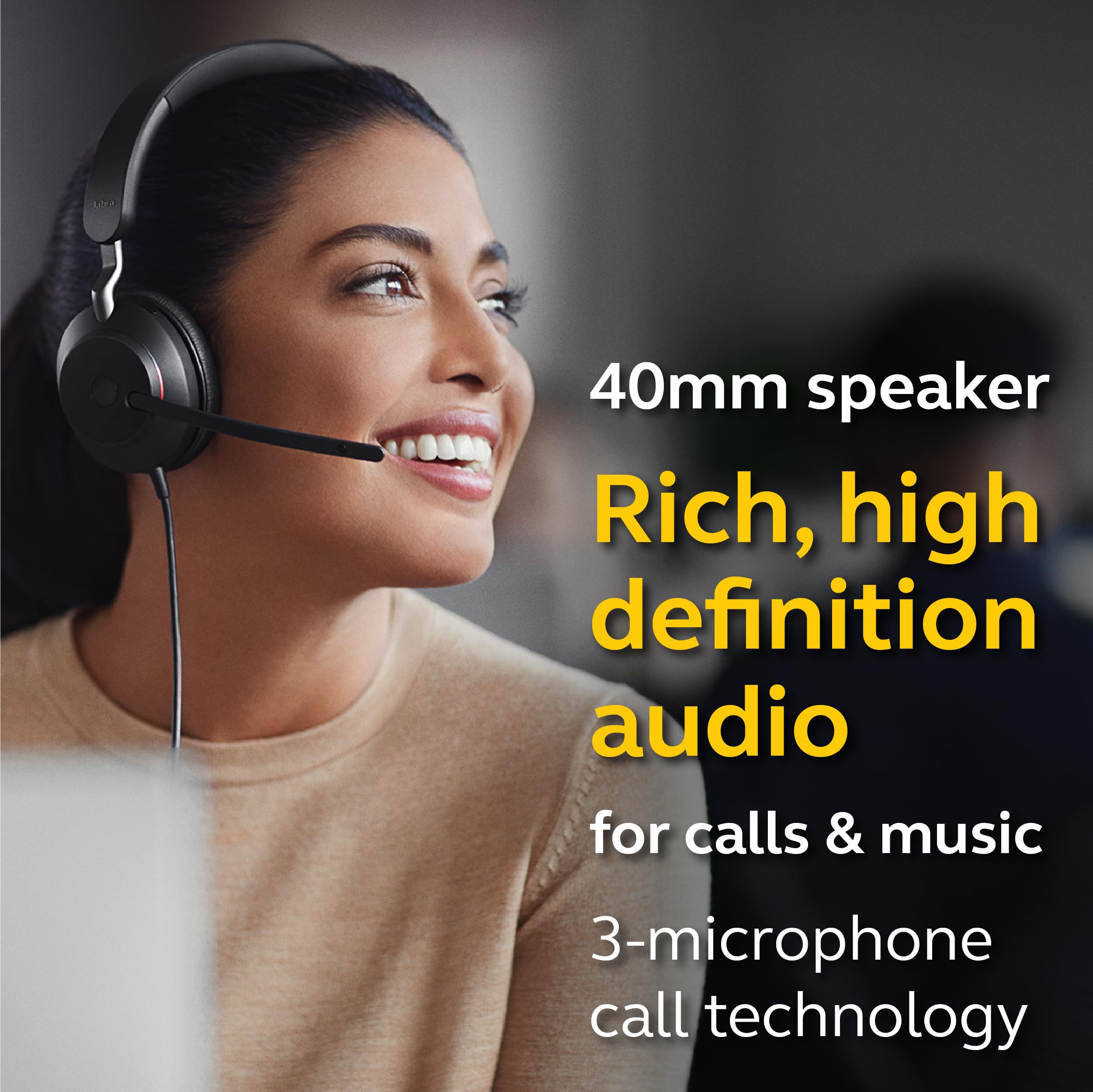 Jabra Evolve2 40 MS Wired Headphones - Calls & Music Black - Dettaglio