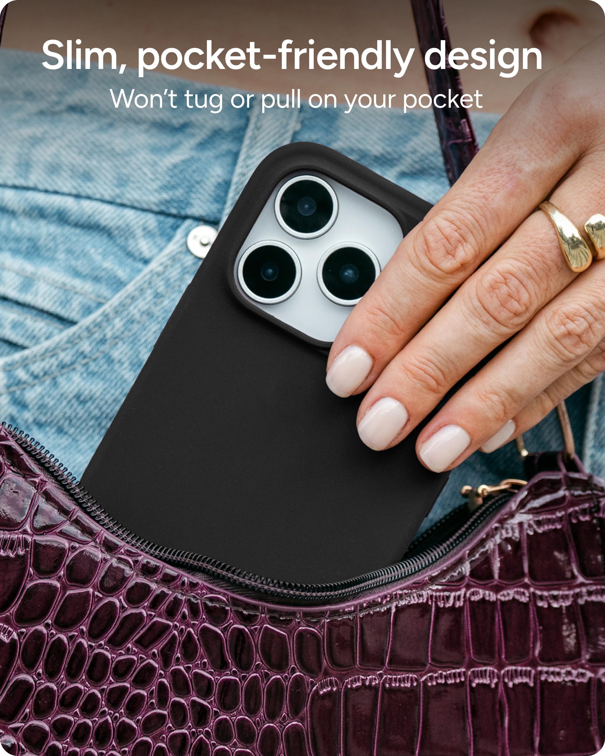 ZAGG Manhattan Snap - Funda para iPhone Air, arcilla gris, protección contra caídas (4 m), silicona suave al tacto, delgada y ligera, superficie lisa y agarre antideslizante, compatible con MagSafe