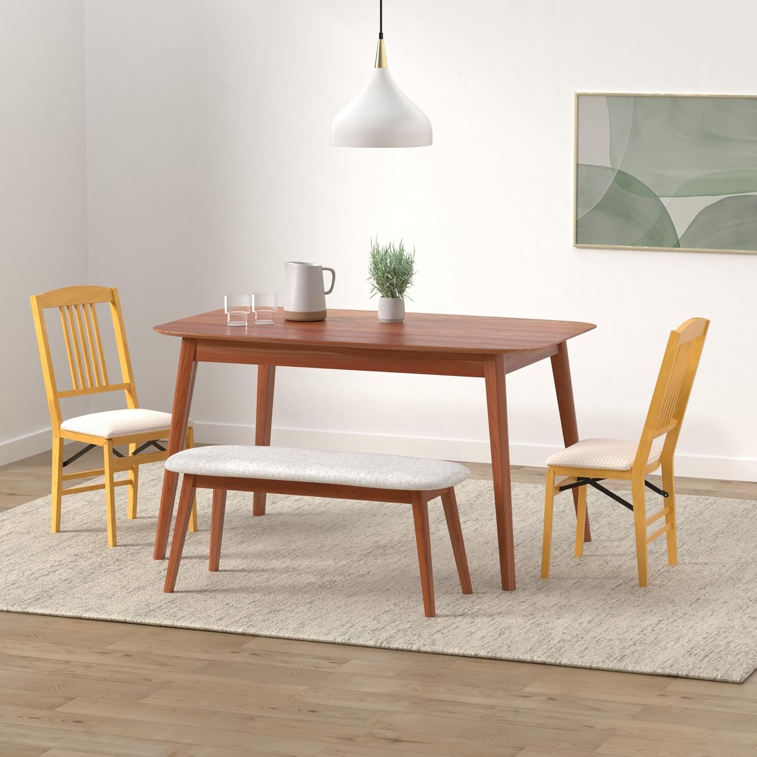 Oak Armless Folding Reception Chair with Upholstered Seat