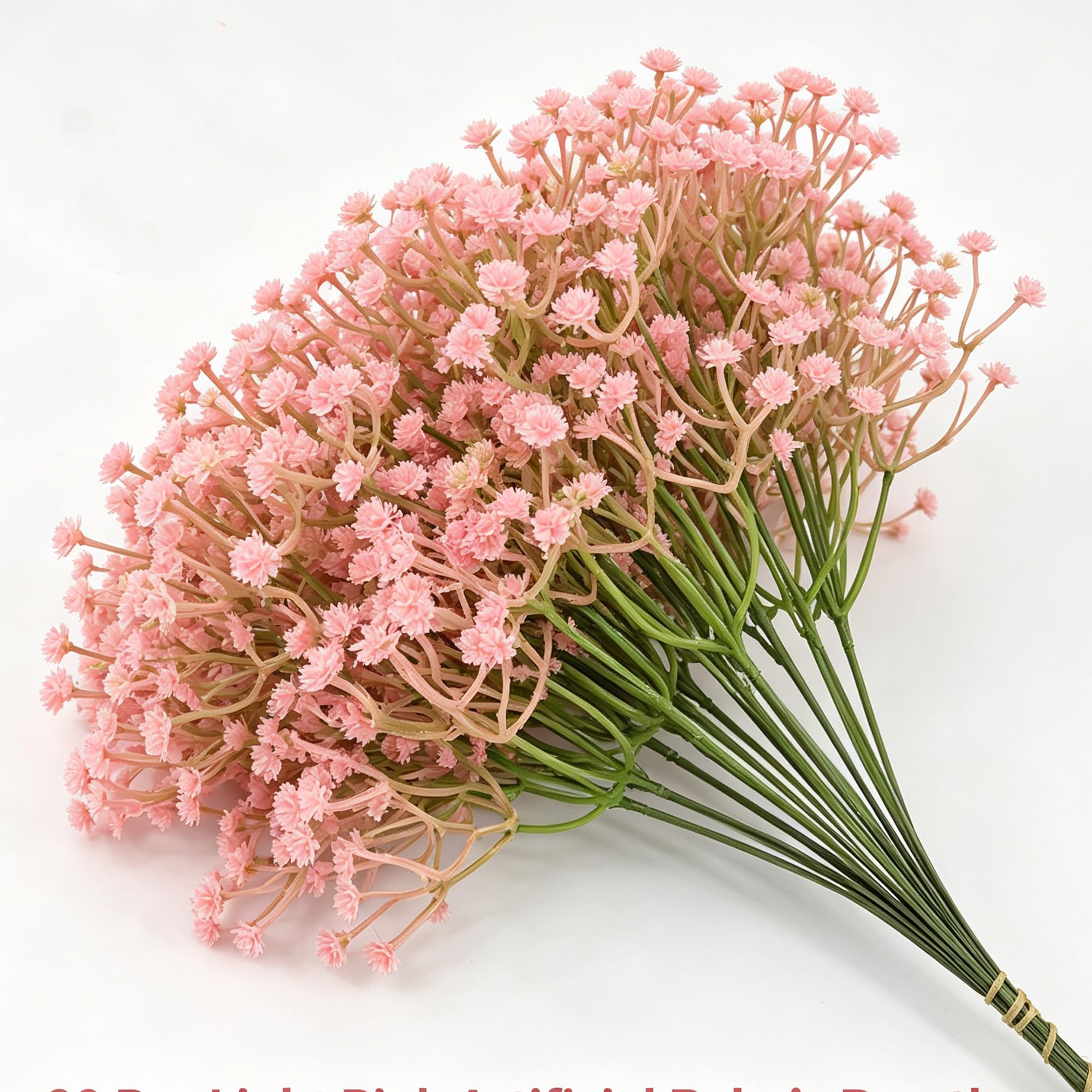 MINWEGI 20 PCS Pink Artificial Flowers,30cm Gypsophila Babys Breath Bouquet