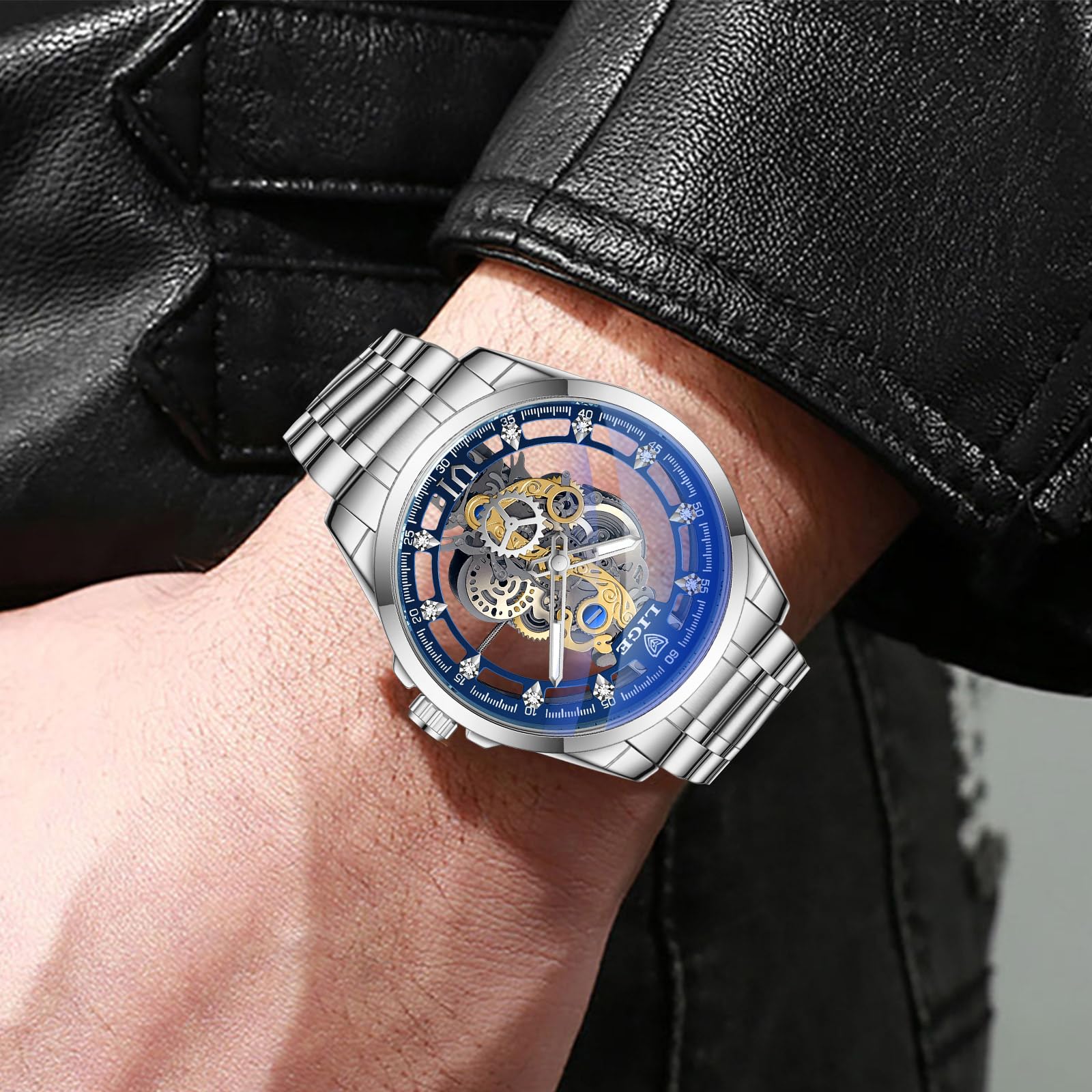 LIGE Orologio da uomo 3ATM impermeabile in acciaio inossidabile analogico al quarzo sportivo cronografo classico bracciale orologi,Regali per gli uomini