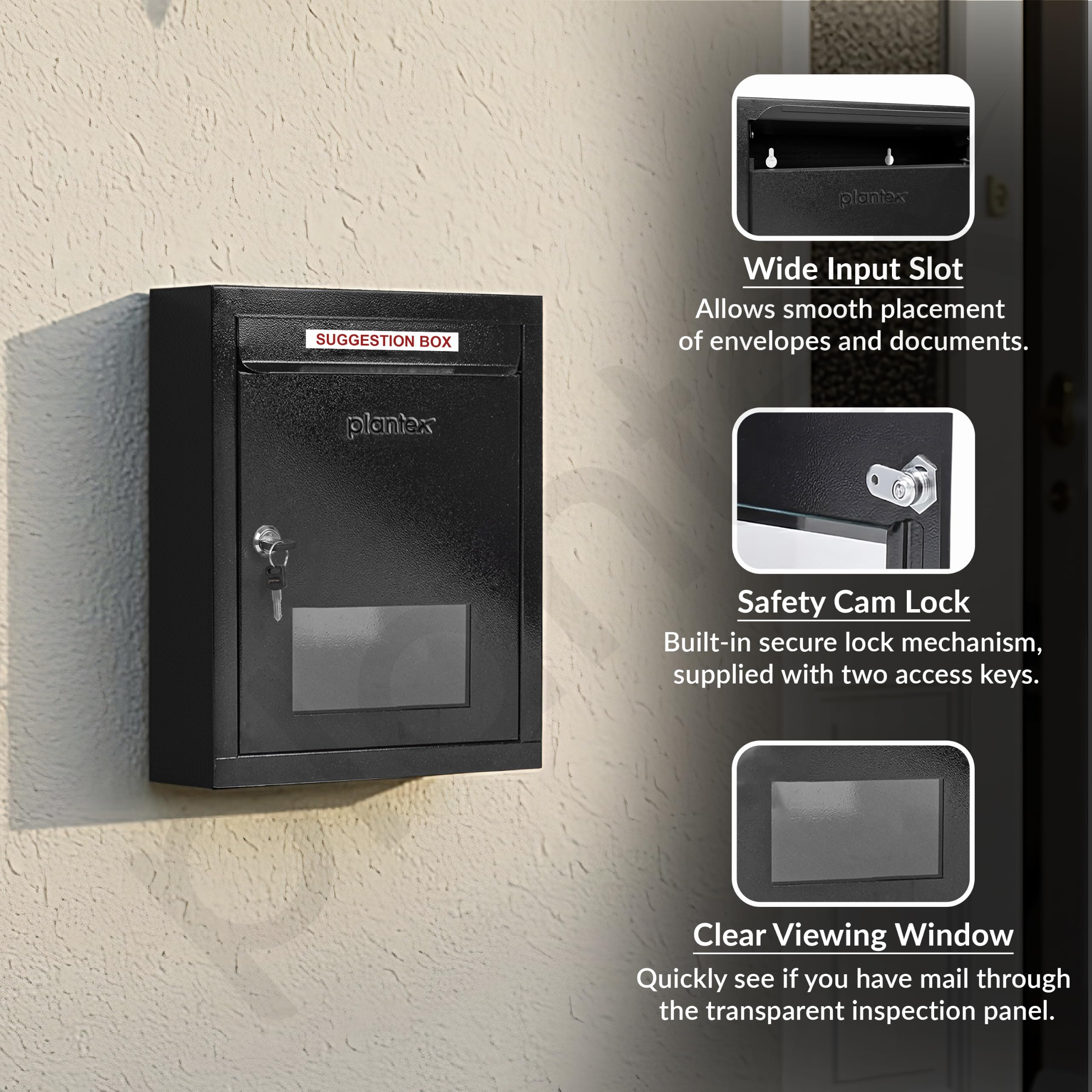 Plantex Mail Box - Secure Letter & Suggestion Box -4