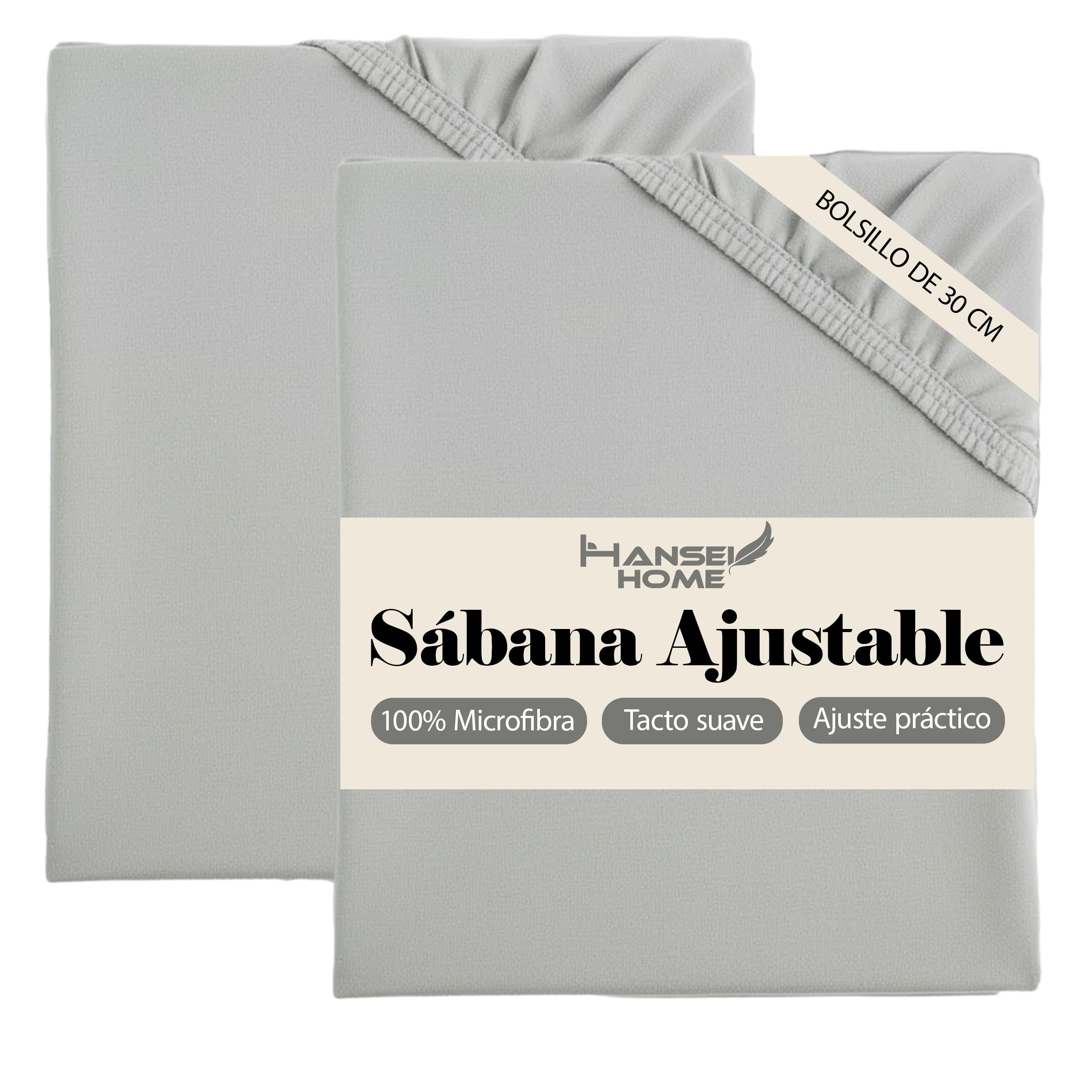 H HANSEL HOME Sábana Bajera Ajustable, Microfibra Transpirable y Suave, Altura 30 cm, Elástico 360° - Sábana Bajera 180x190/200cm – Blanco — view 14