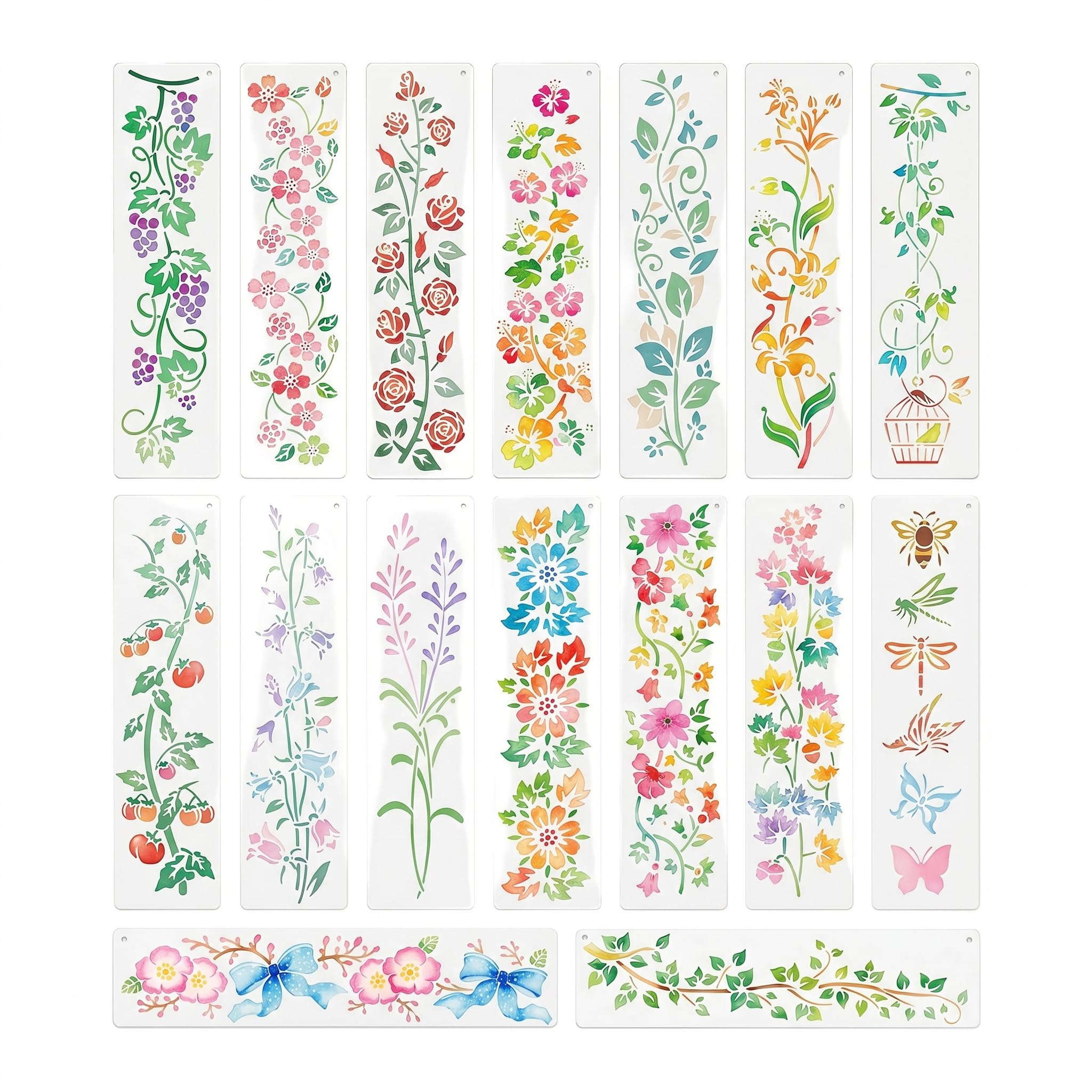 16 Pcs Flower Stencils for Painting, Reusable Painting for DIY Art Crafts Wall Décor